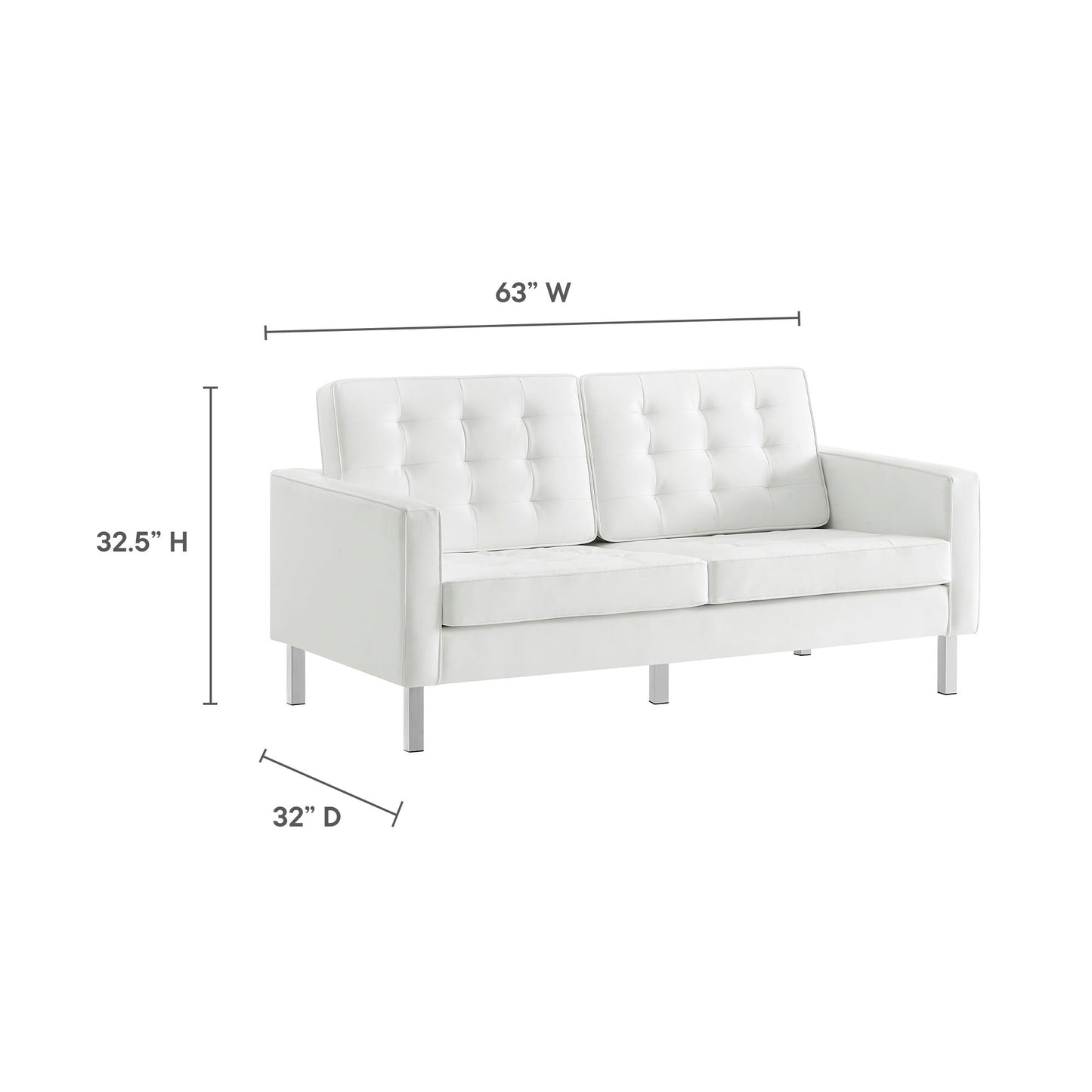 Loft Tufted Vegan Leather Loveseat