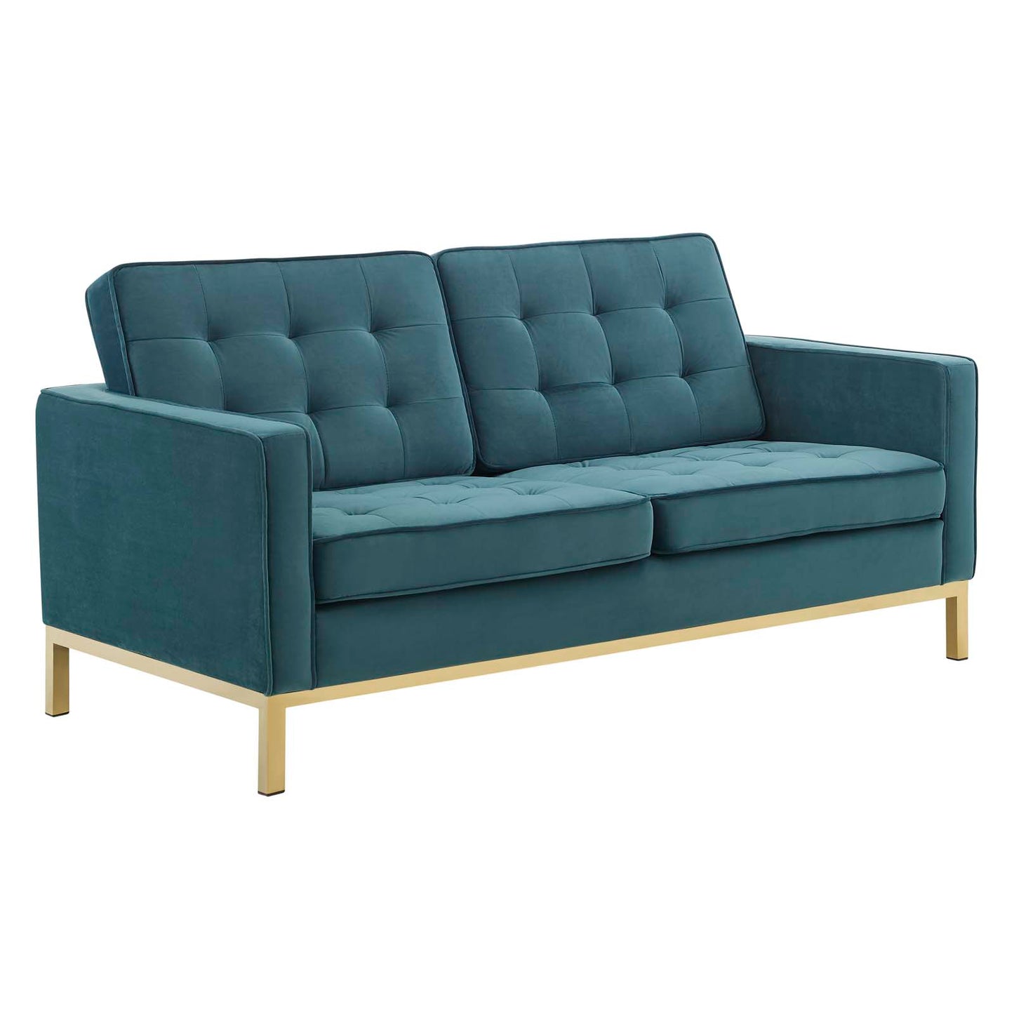 Loft Gold Stainless Steel Leg Performance Velvet Loveseat