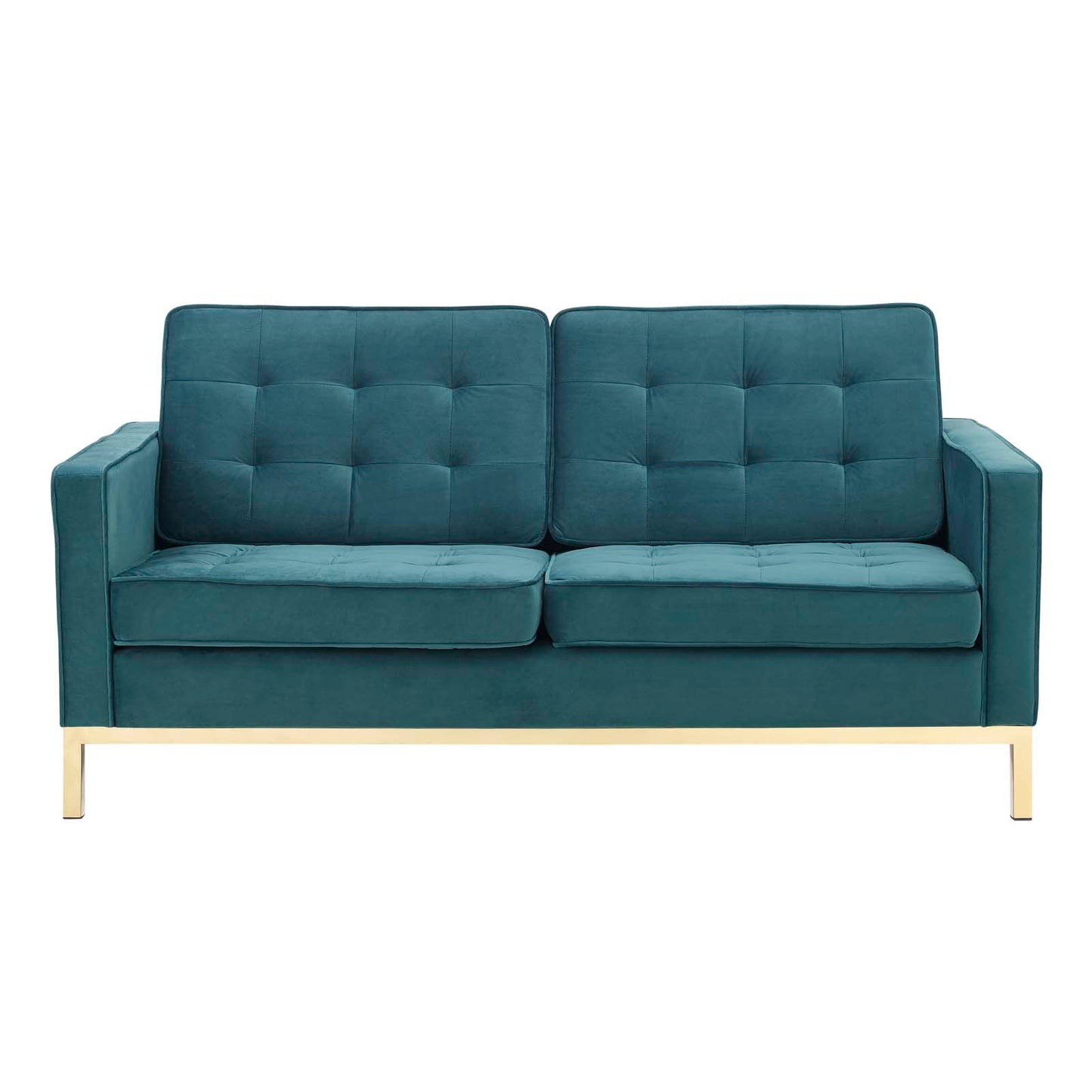 Loft Gold Stainless Steel Leg Performance Velvet Loveseat