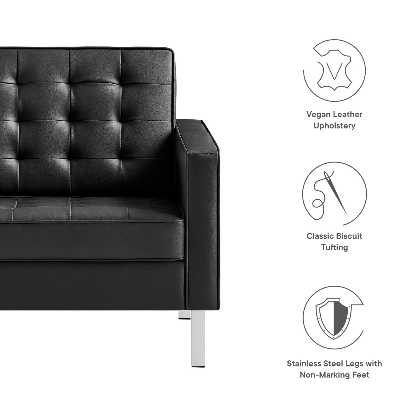 Loft Tufted Vegan Leather Armchair