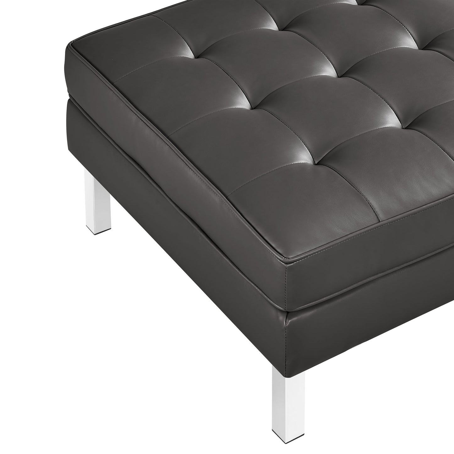 Loft Tufted Vegan Leather Ottoman