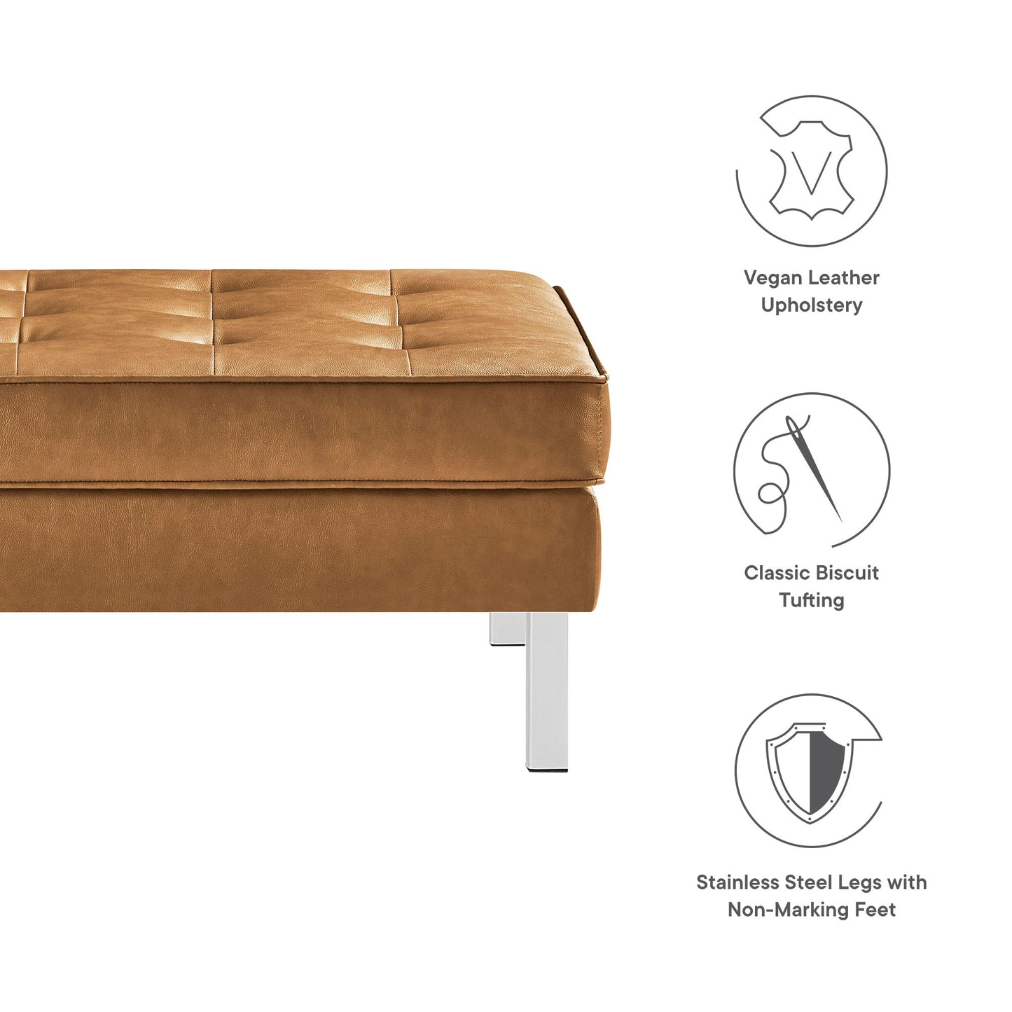 Loft Tufted Vegan Leather Ottoman