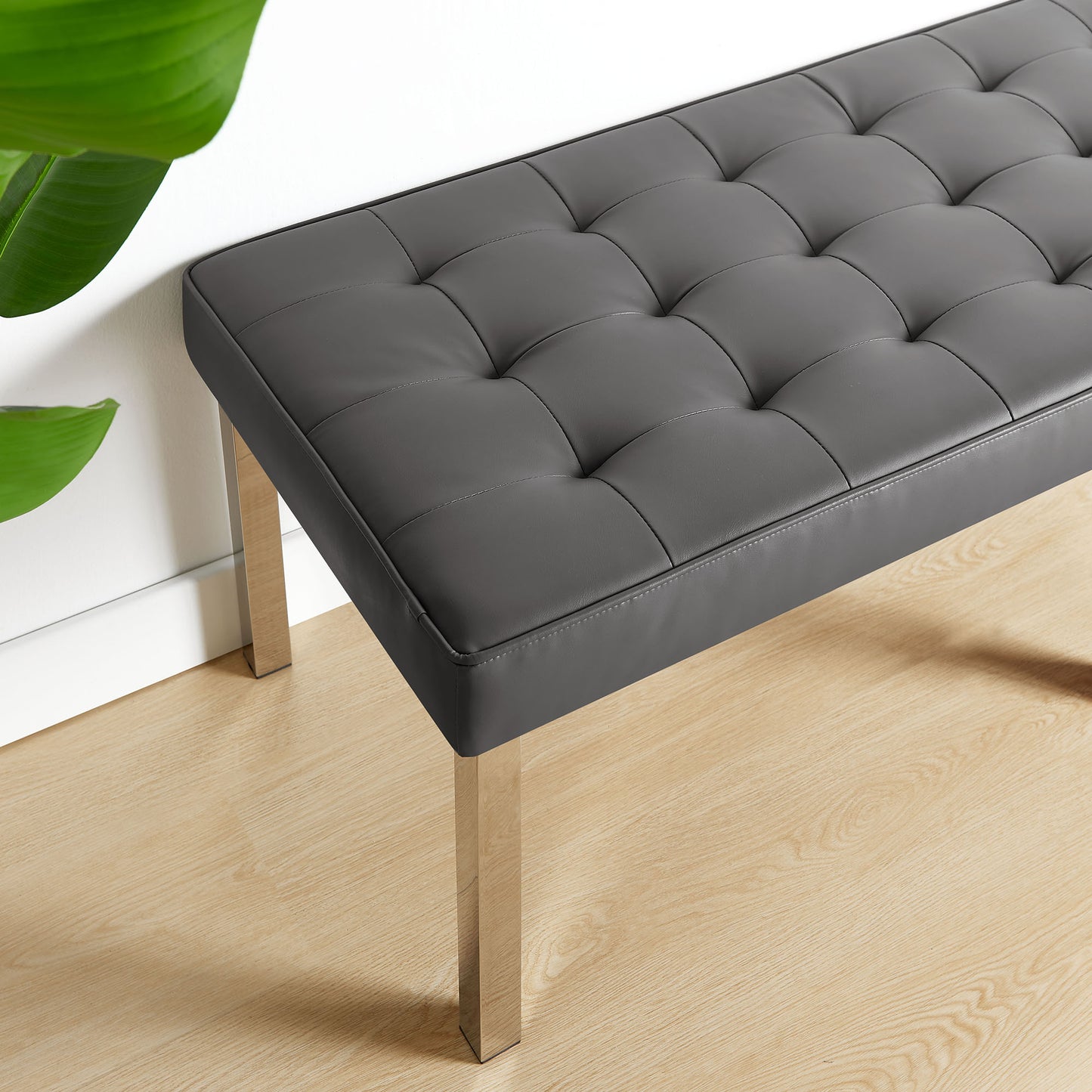 Loft Tufted Vegan Leather Bench