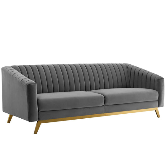 Valiant Vertical Channel Tufted Performance Velvet Sofa