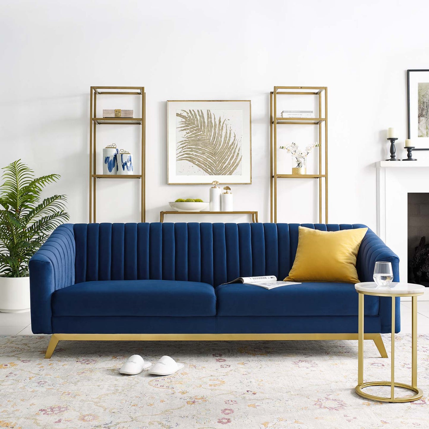 Valiant Vertical Channel Tufted Performance Velvet Sofa