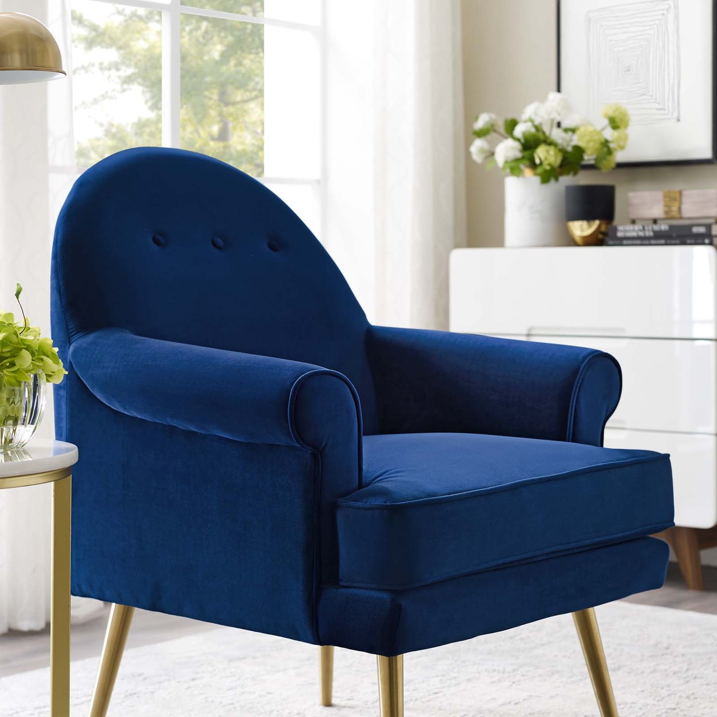 Fauteuil en velours capitonné Revive Performance par Modway