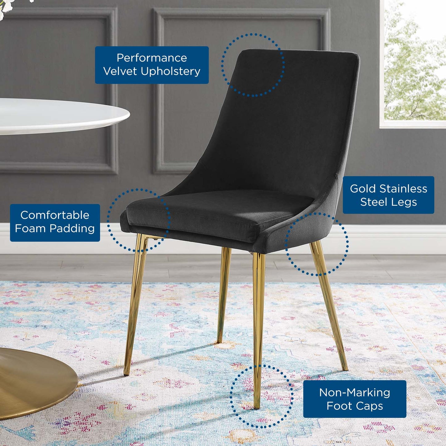 Viscount Modern Accent Performance Velvet Dining Chair