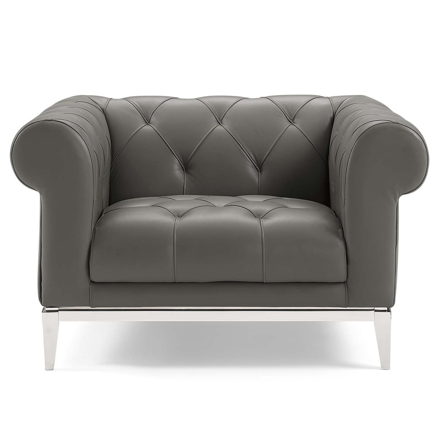 Fauteuil Chesterfield en cuir capitonné à boutons Idyll par Modway