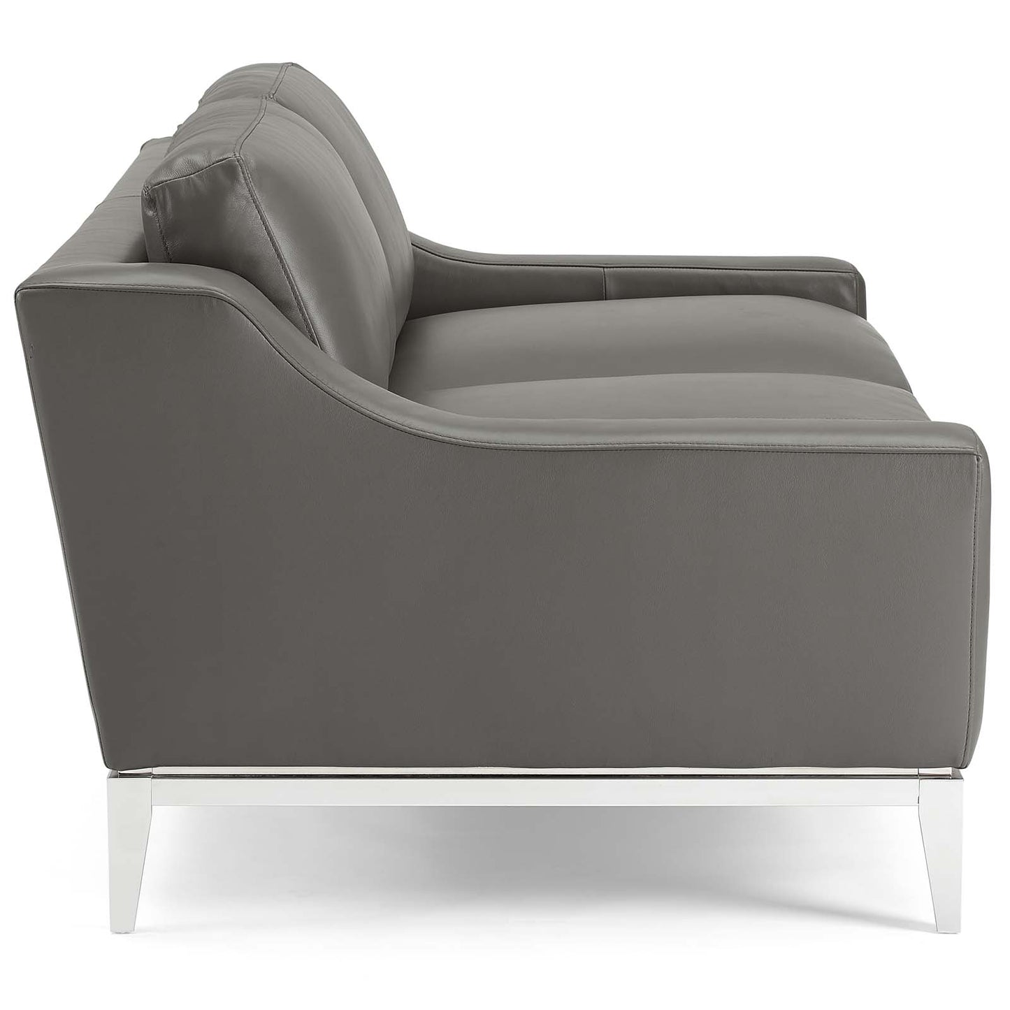 Loveseat de cuero con base de acero inoxidable de 64" y arnés de Modway