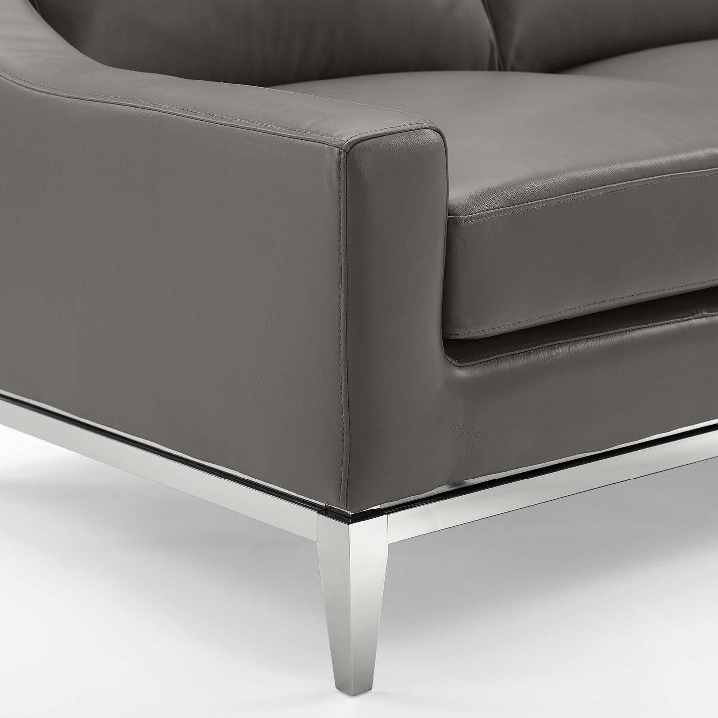 Loveseat de cuero con base de acero inoxidable de 64" y arnés de Modway