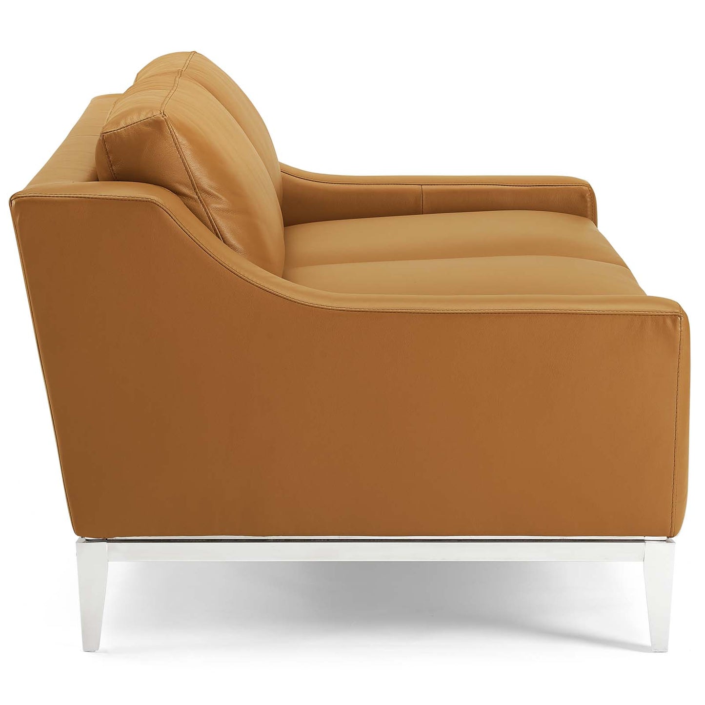 Loveseat de cuero con base de acero inoxidable de 64" y arnés de Modway