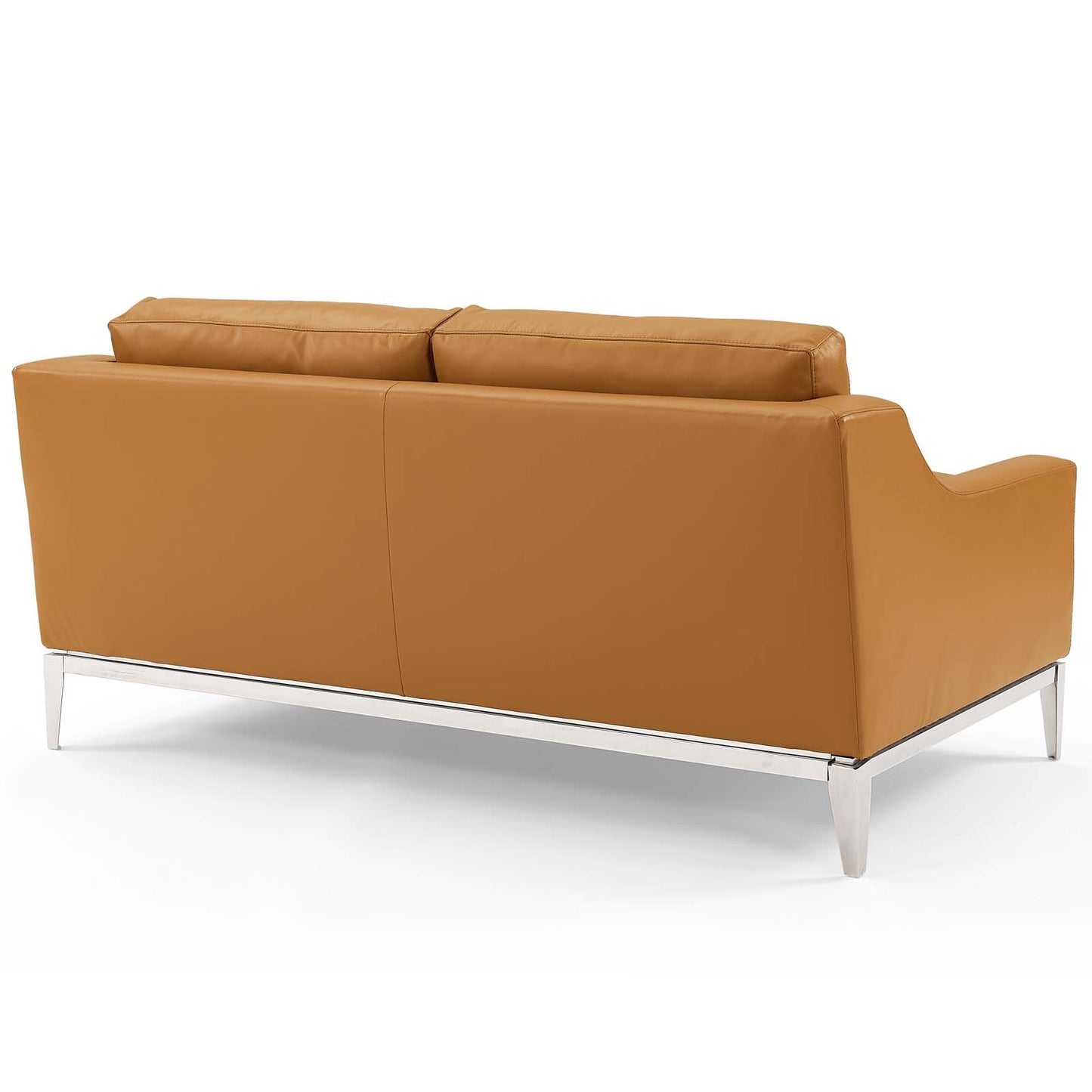 Loveseat de cuero con base de acero inoxidable de 64" y arnés de Modway