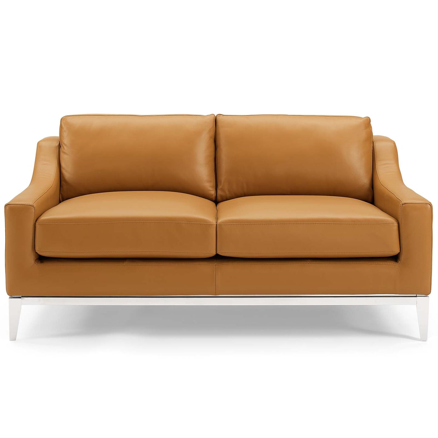 Loveseat de cuero con base de acero inoxidable de 64" y arnés de Modway