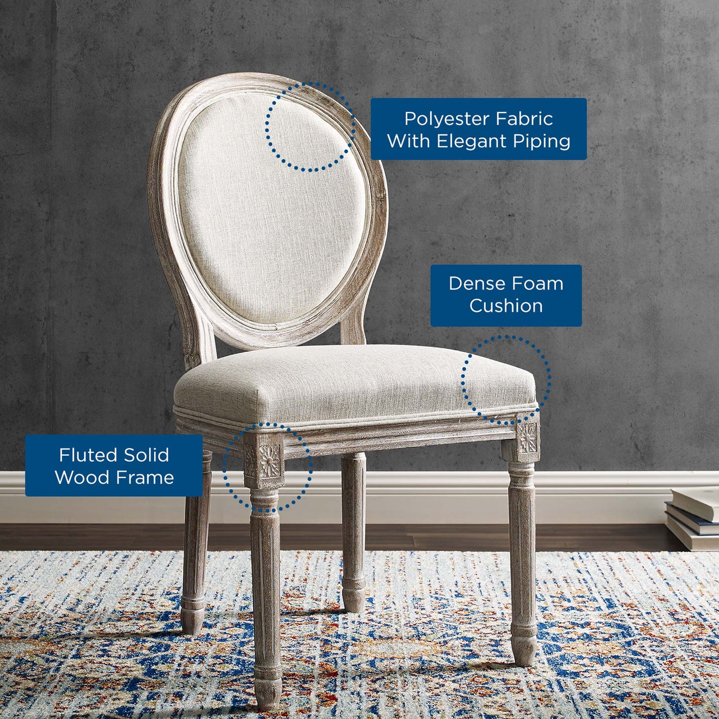 Emanate Upholstered Fabric Dining Side Chair Set of 4