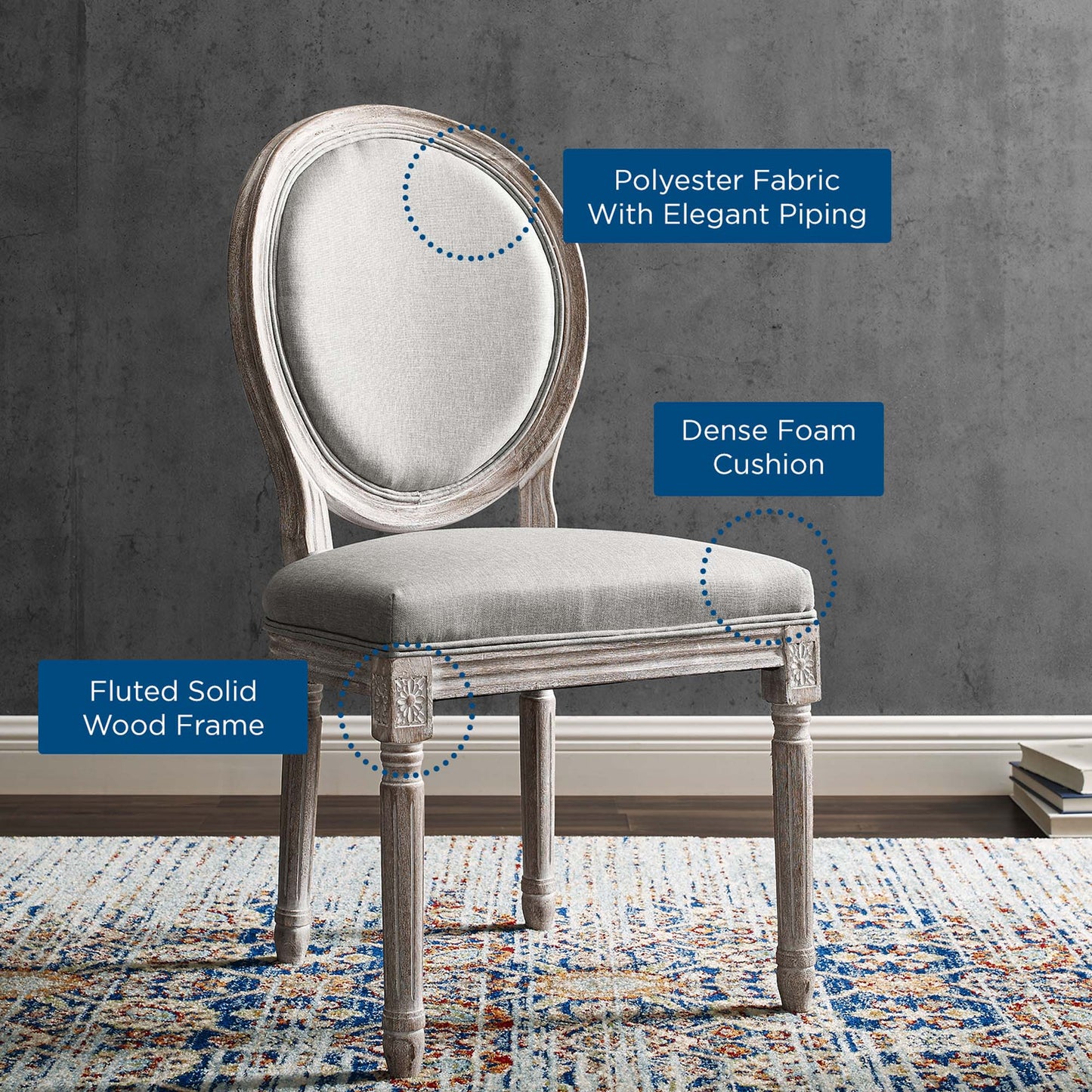 Emanate Upholstered Fabric Dining Side Chair Set of 4