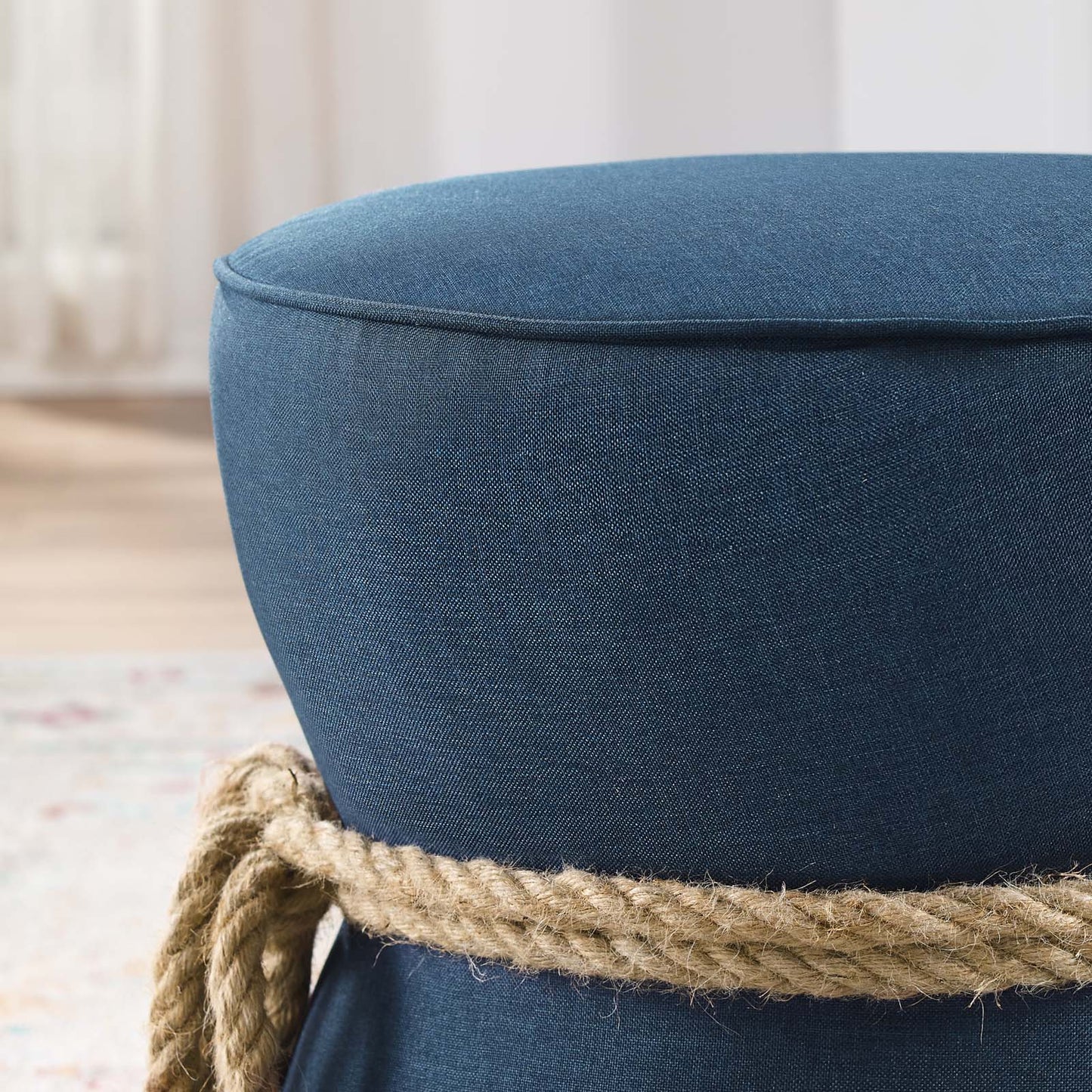 Beat Nautical Rope Upholstered Fabric Ottoman