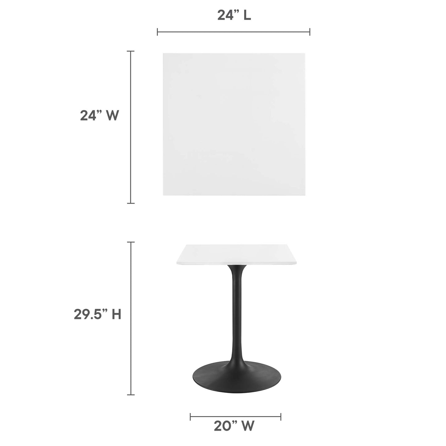 Mesa de comedor cuadrada Lippa de 24" de Modway