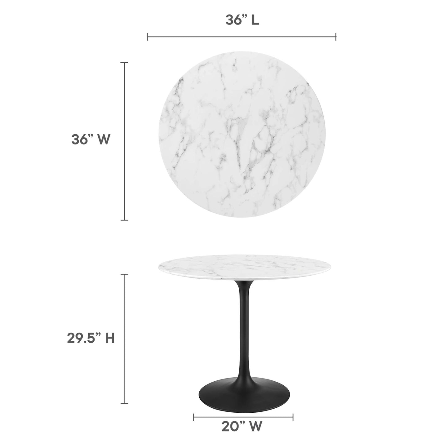 Lippa 36" Round Artificial Marble Dining Table