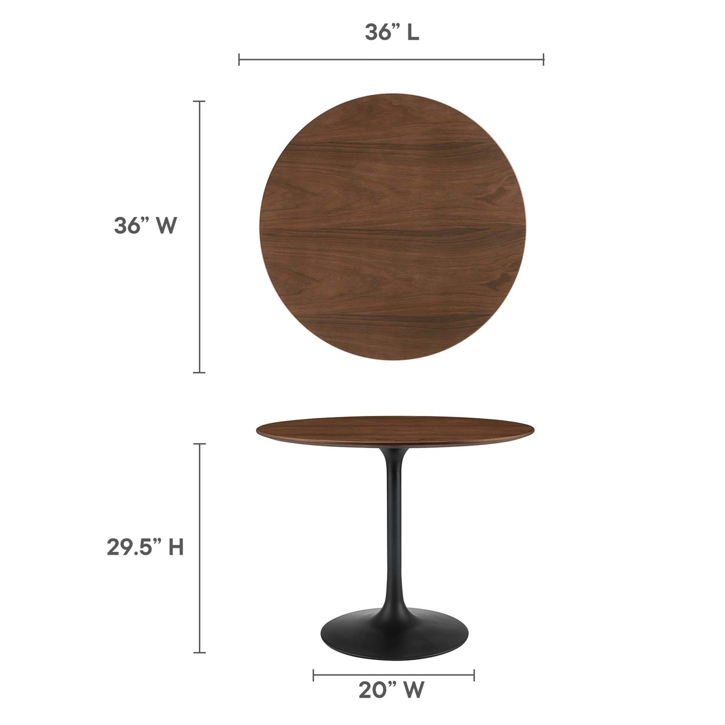 Lippa 36" Round Wood Grain Dining Table