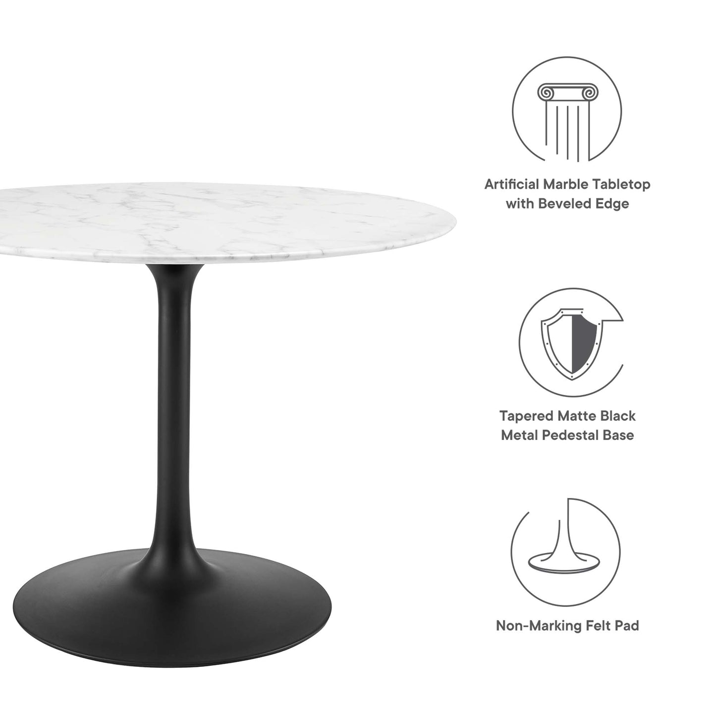 Lippa 40" Round Artificial Marble Dining Table