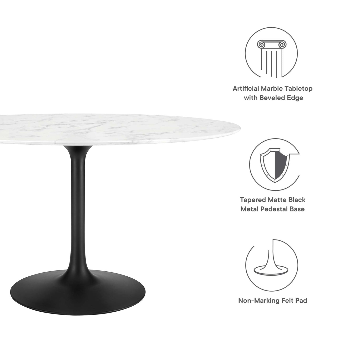 Lippa 54" Oval Artificial Marble Dining Table