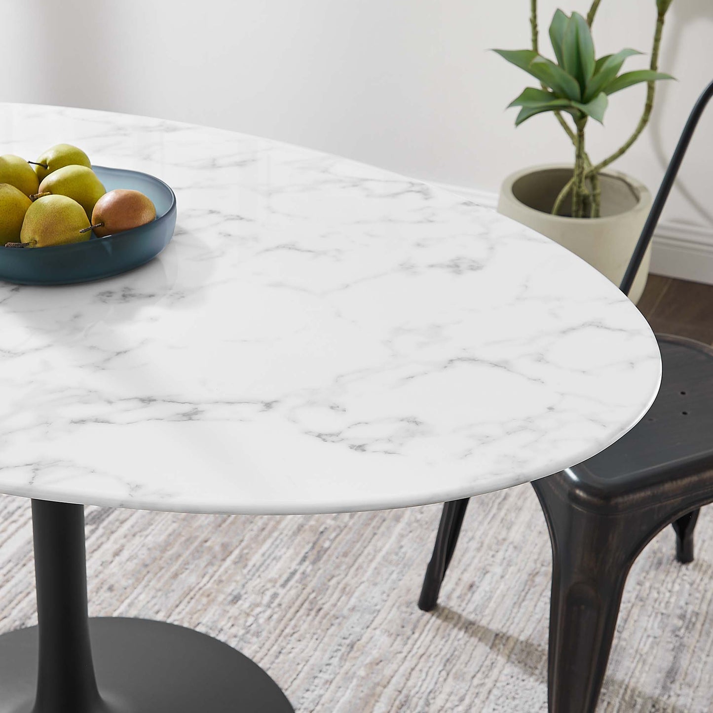 Lippa 54" Oval Artificial Marble Dining Table