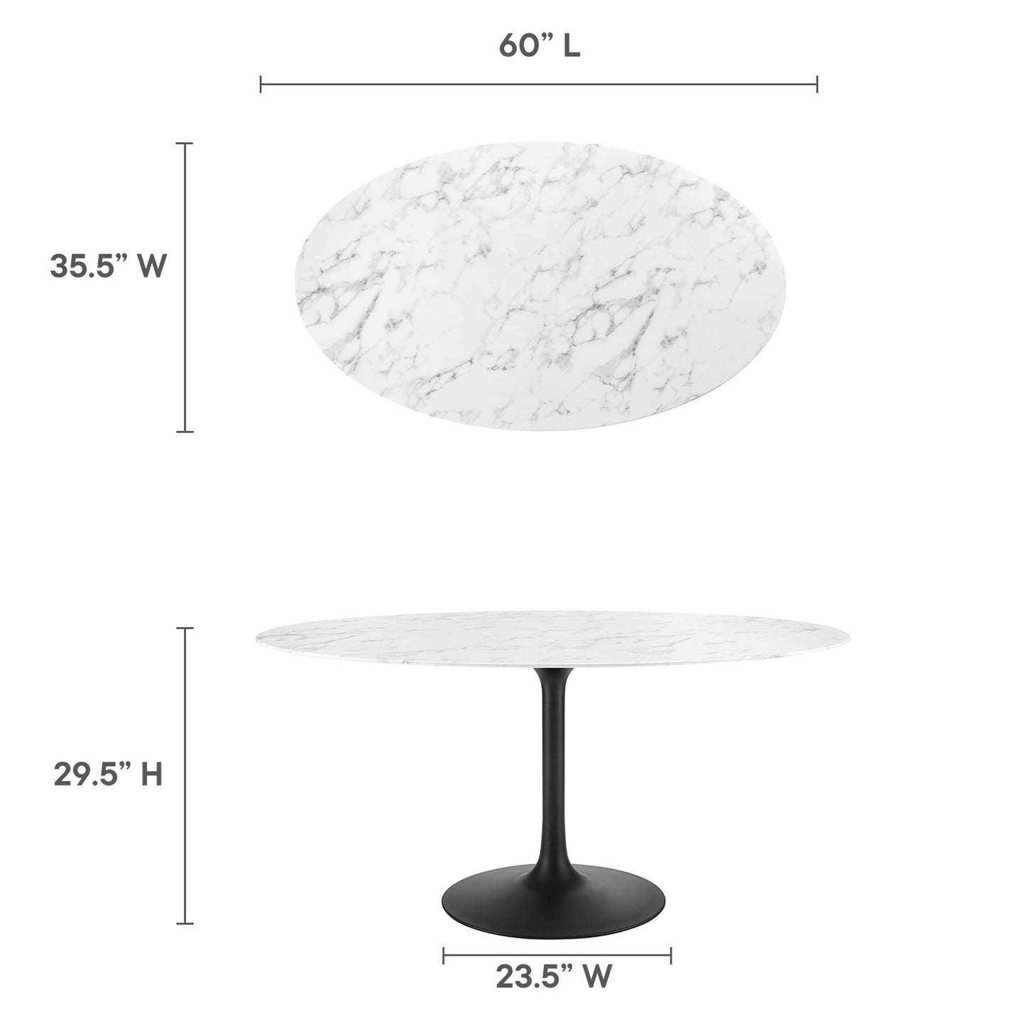 Lippa 60" Oval Artificial Marble Dining Table