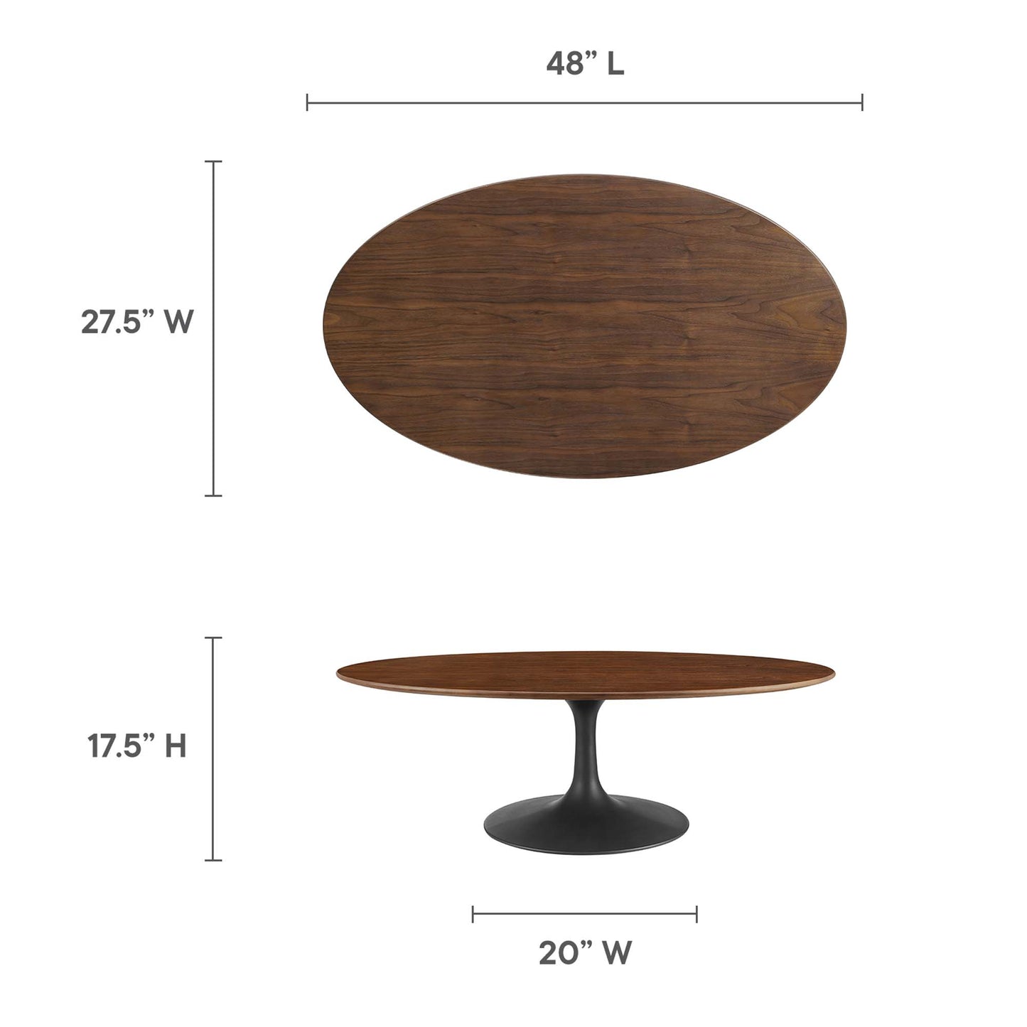 Lippa 48" Oval Wood Grain Coffee Table