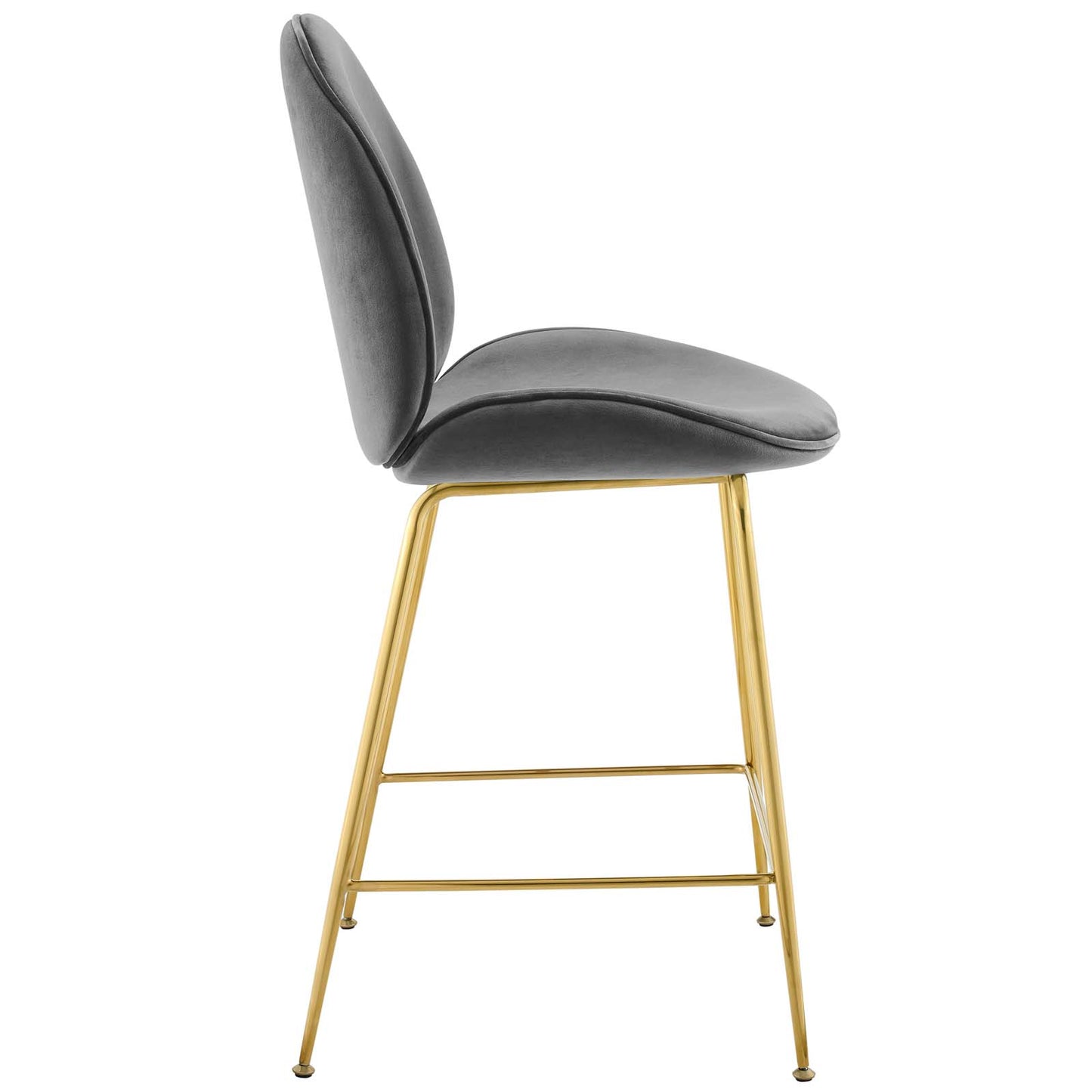 Tabouret de bar en velours avec pieds en acier inoxydable doré Scoop de Modway