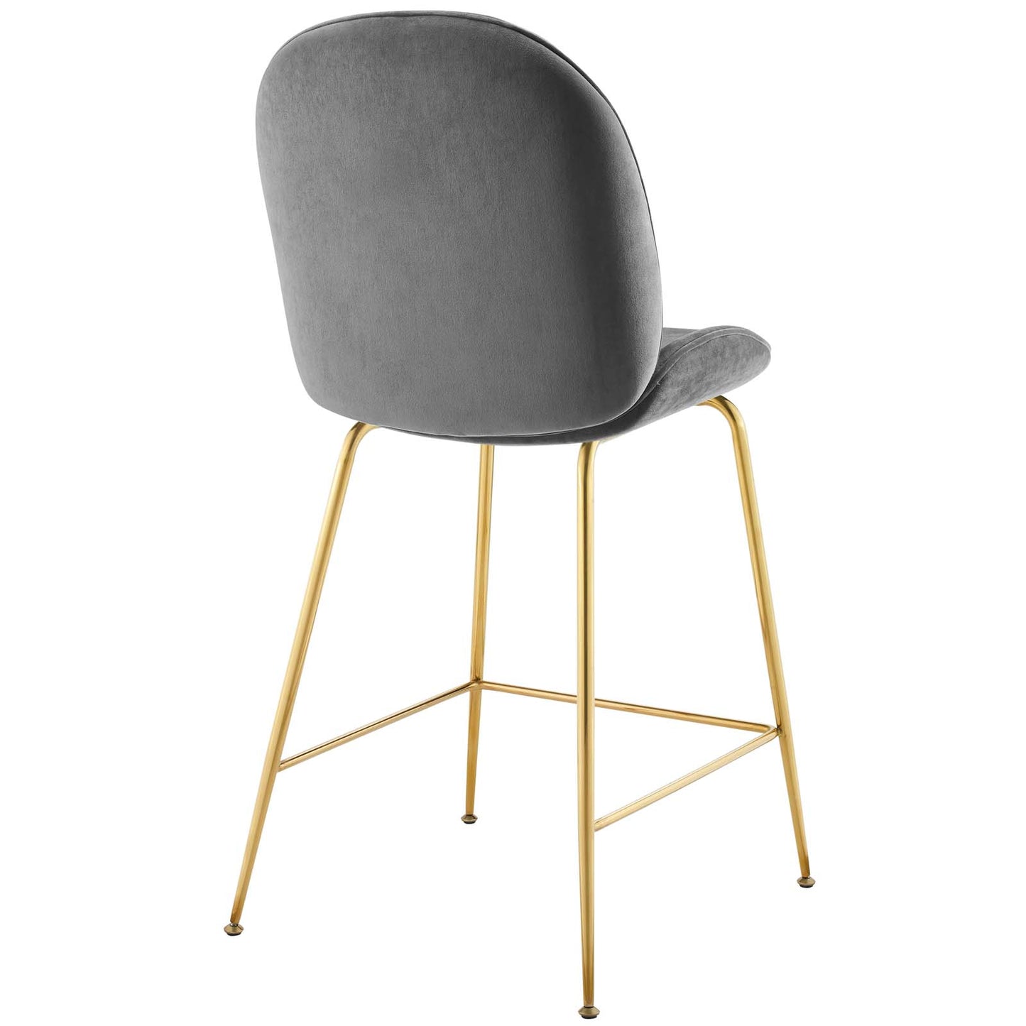 Tabouret de bar en velours avec pieds en acier inoxydable doré Scoop de Modway