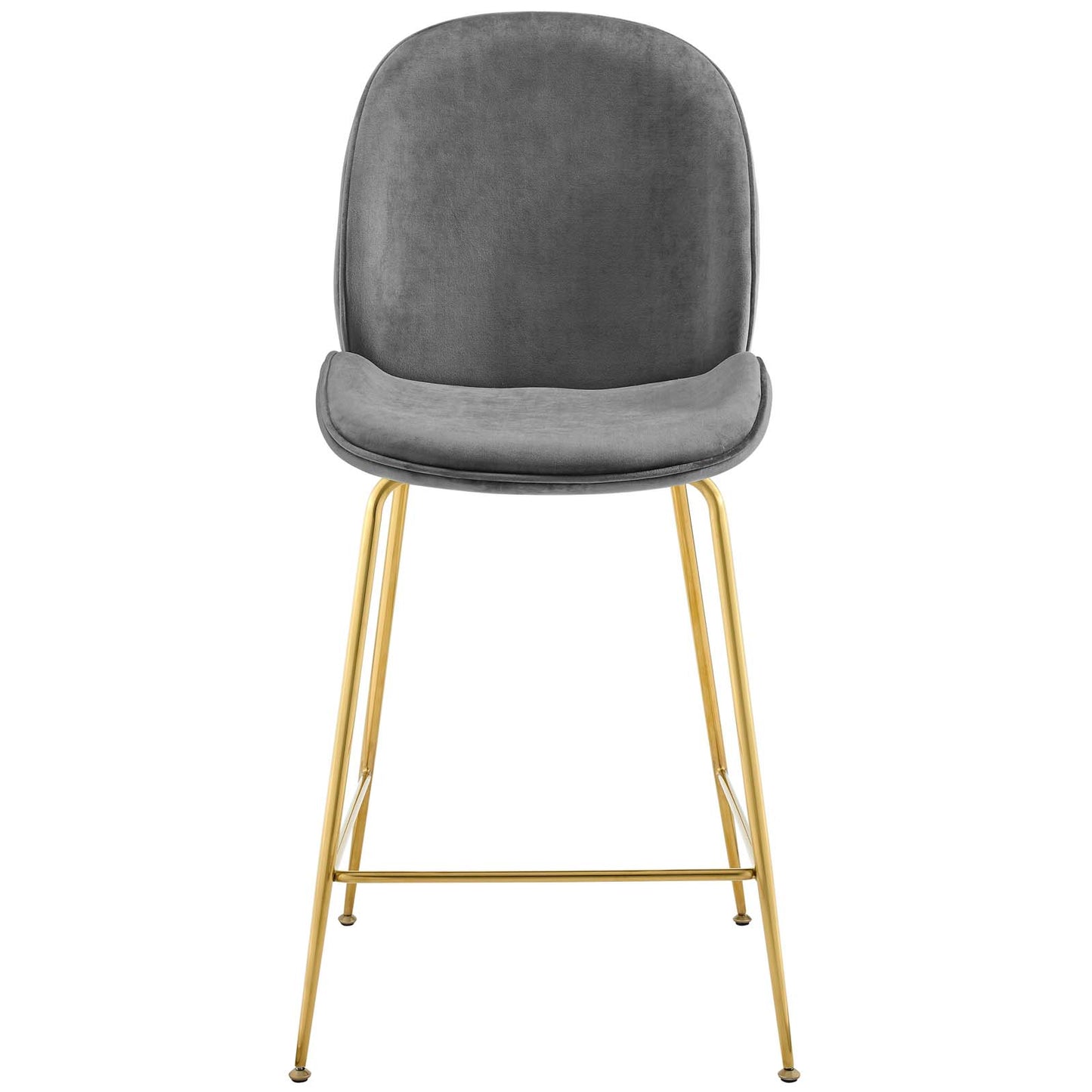 Tabouret de bar en velours avec pieds en acier inoxydable doré Scoop de Modway