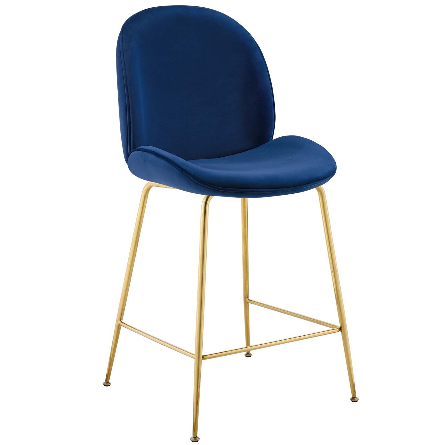 Tabouret de bar en velours avec pieds en acier inoxydable doré Scoop de Modway