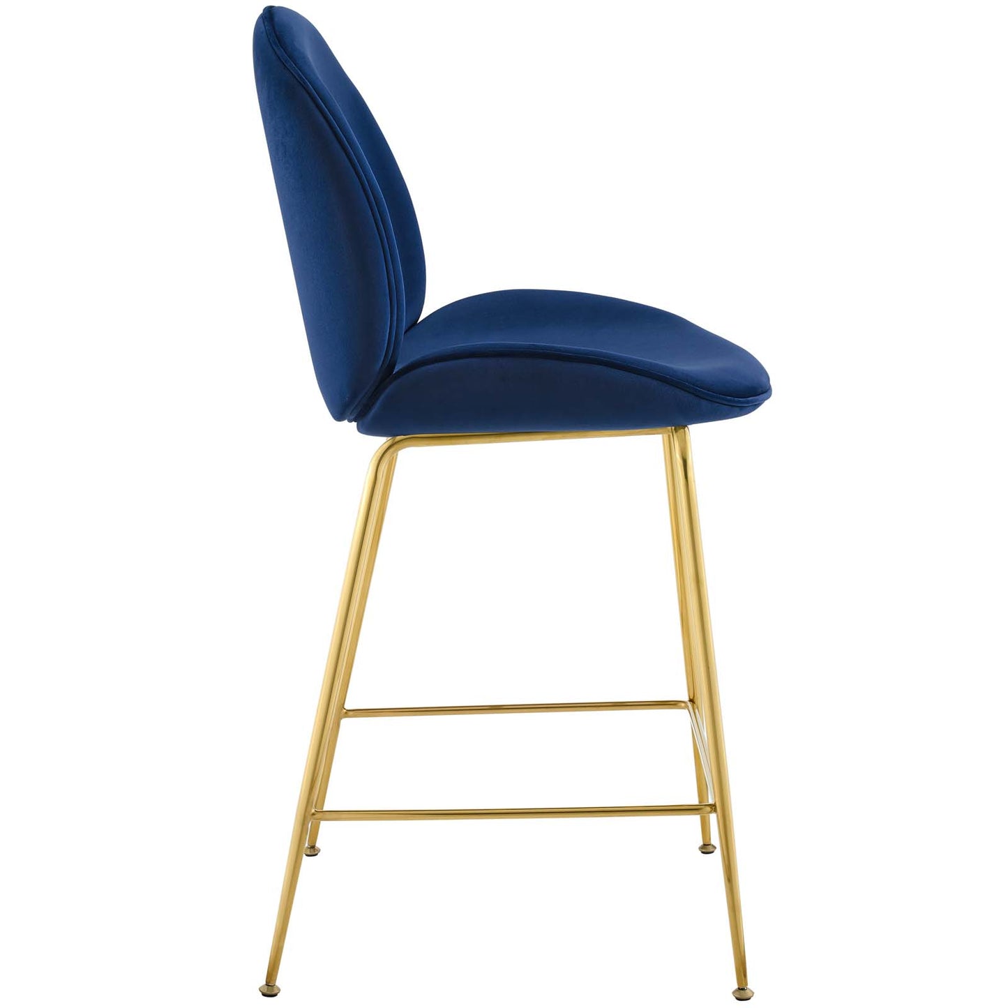 Tabouret de bar en velours avec pieds en acier inoxydable doré Scoop de Modway