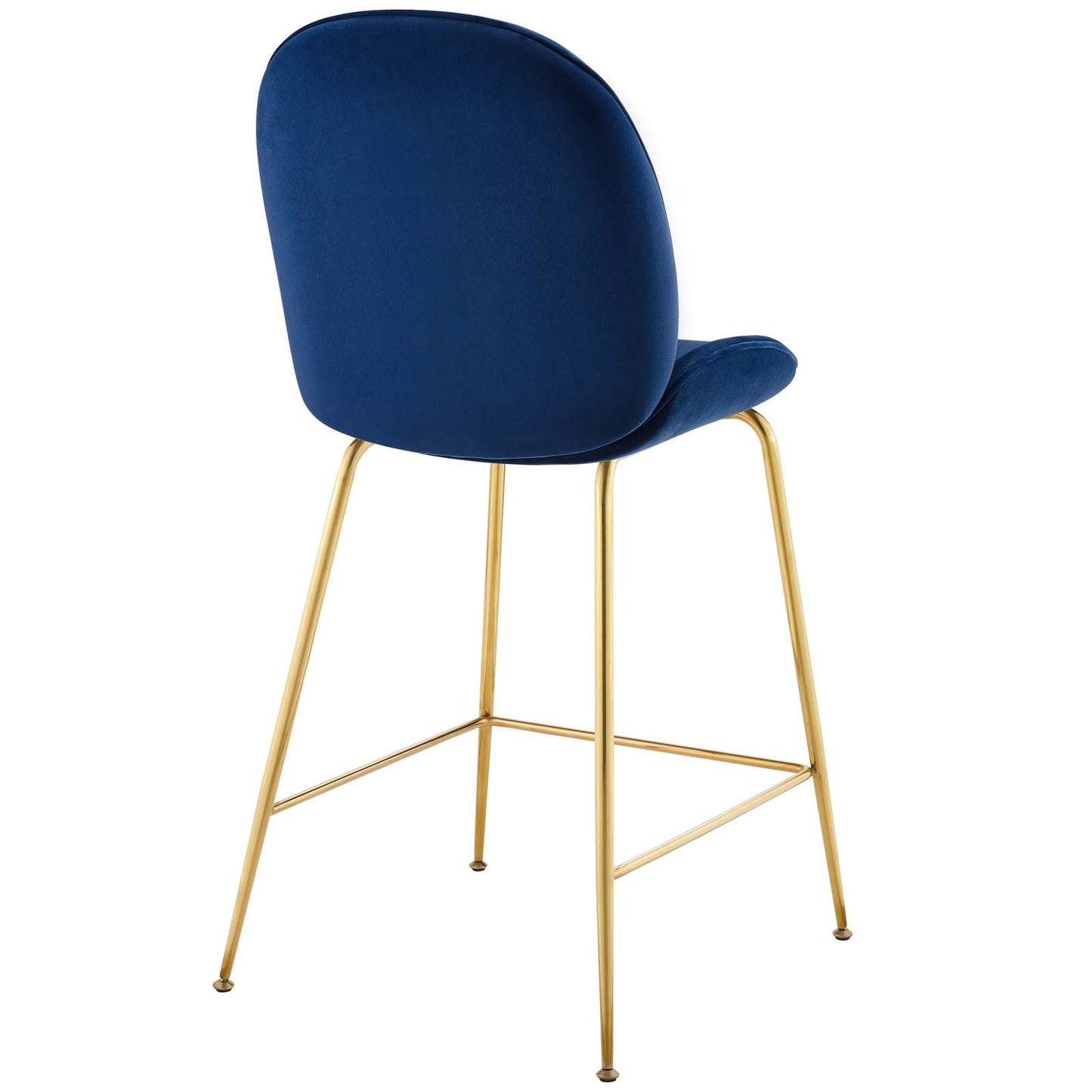 Tabouret de bar en velours avec pieds en acier inoxydable doré Scoop de Modway