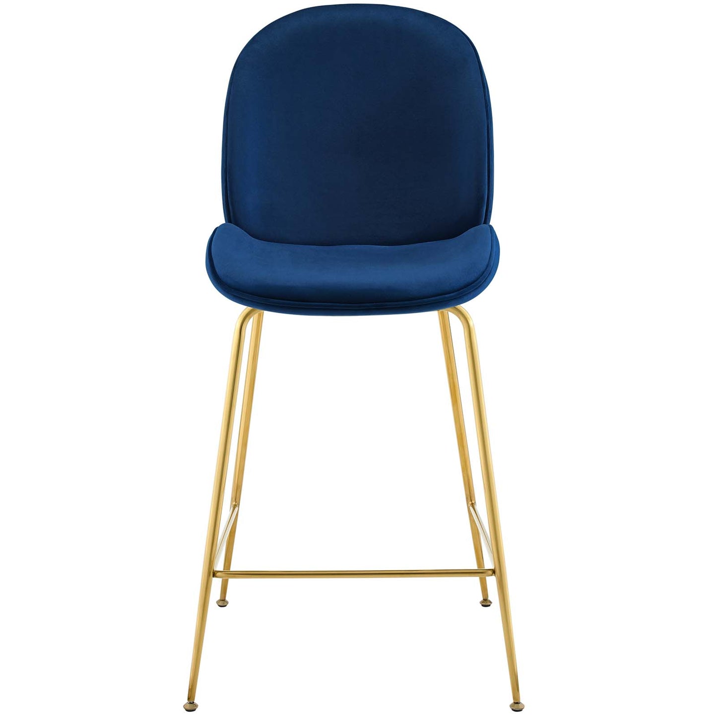 Tabouret de bar en velours avec pieds en acier inoxydable doré Scoop de Modway