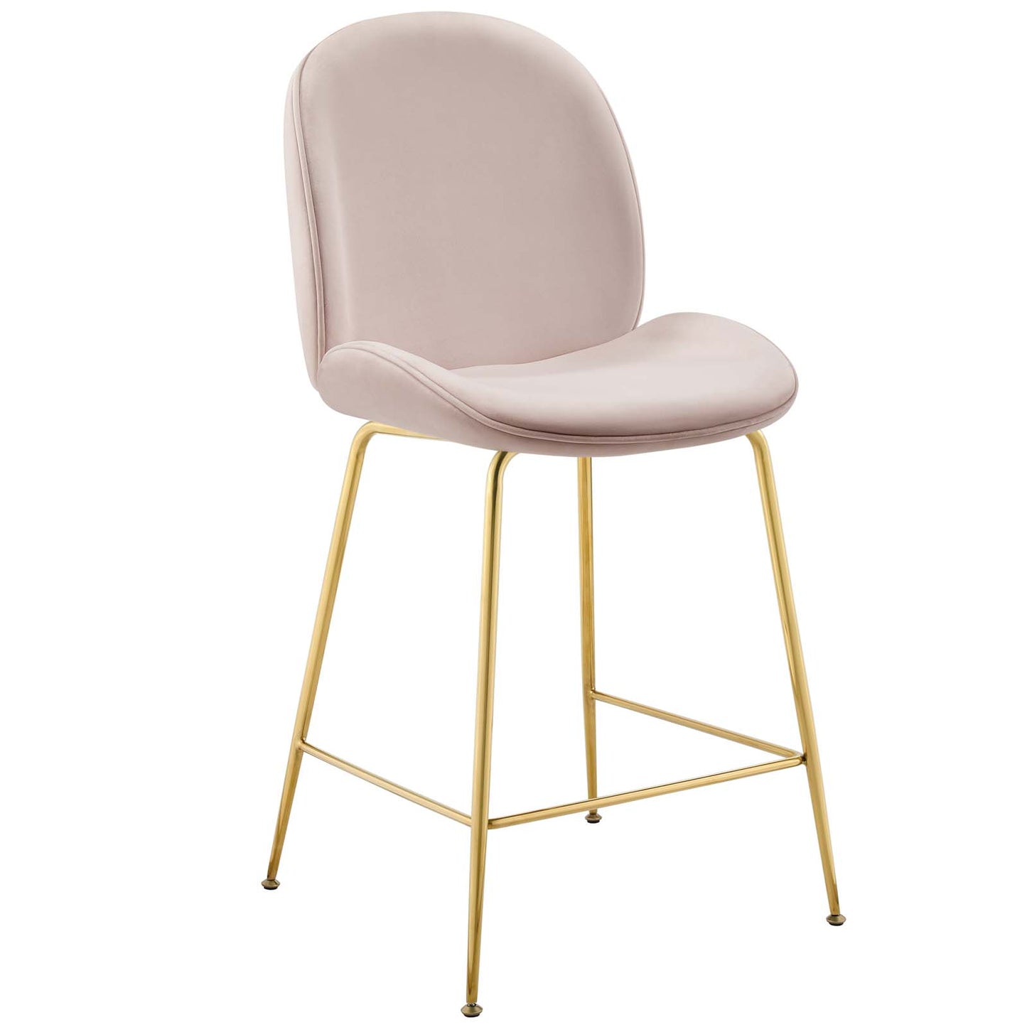 Tabouret de bar en velours avec pieds en acier inoxydable doré Scoop de Modway