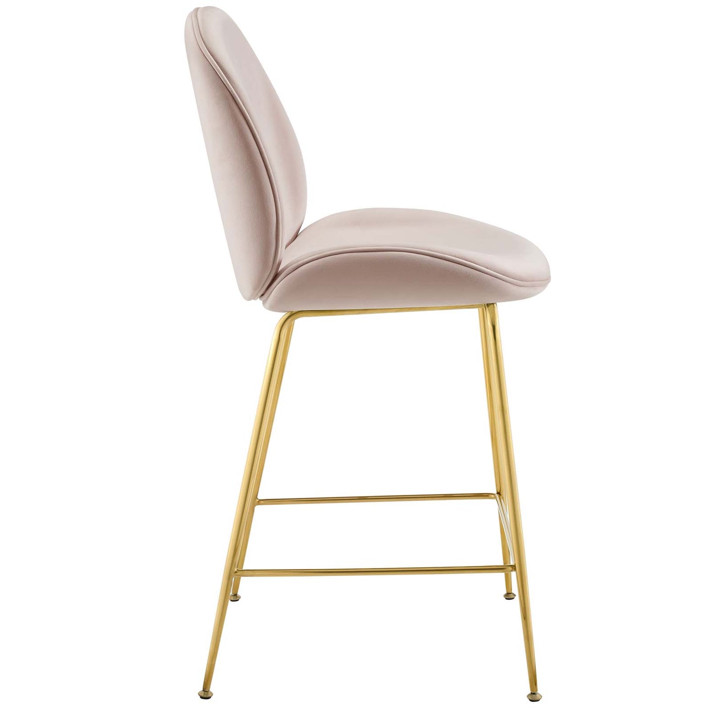 Tabouret de bar en velours avec pieds en acier inoxydable doré Scoop de Modway