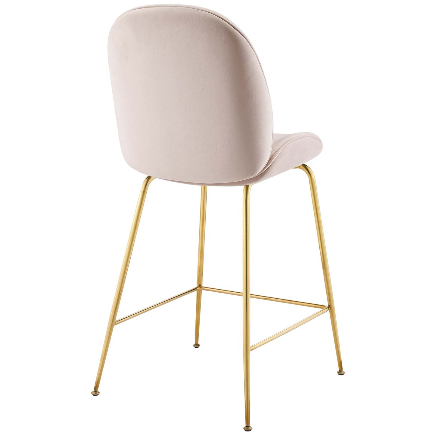 Tabouret de bar en velours avec pieds en acier inoxydable doré Scoop de Modway