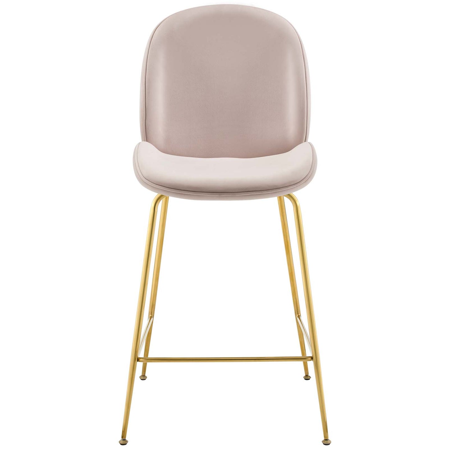 Tabouret de bar en velours avec pieds en acier inoxydable doré Scoop de Modway