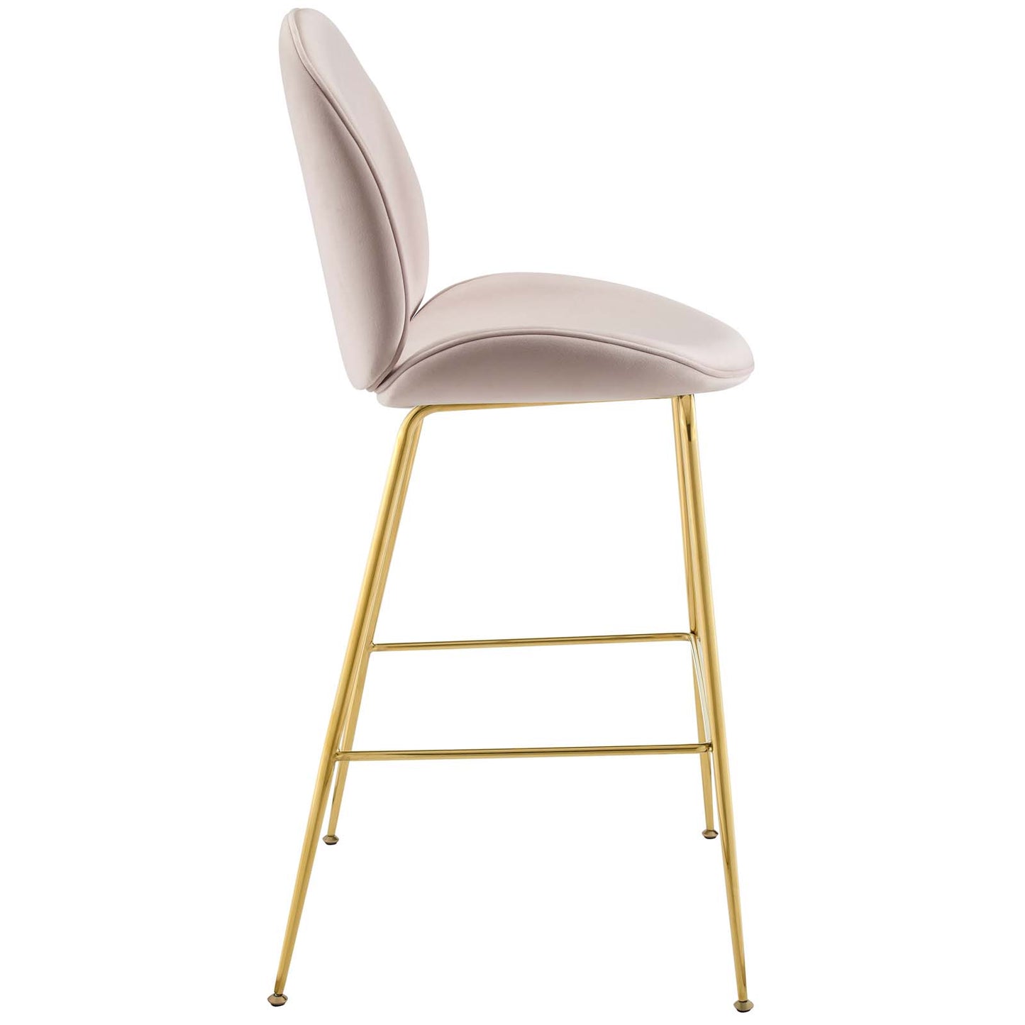 Taburete de bar de terciopelo de alto rendimiento con patas de acero inoxidable Scoop Gold de Modway