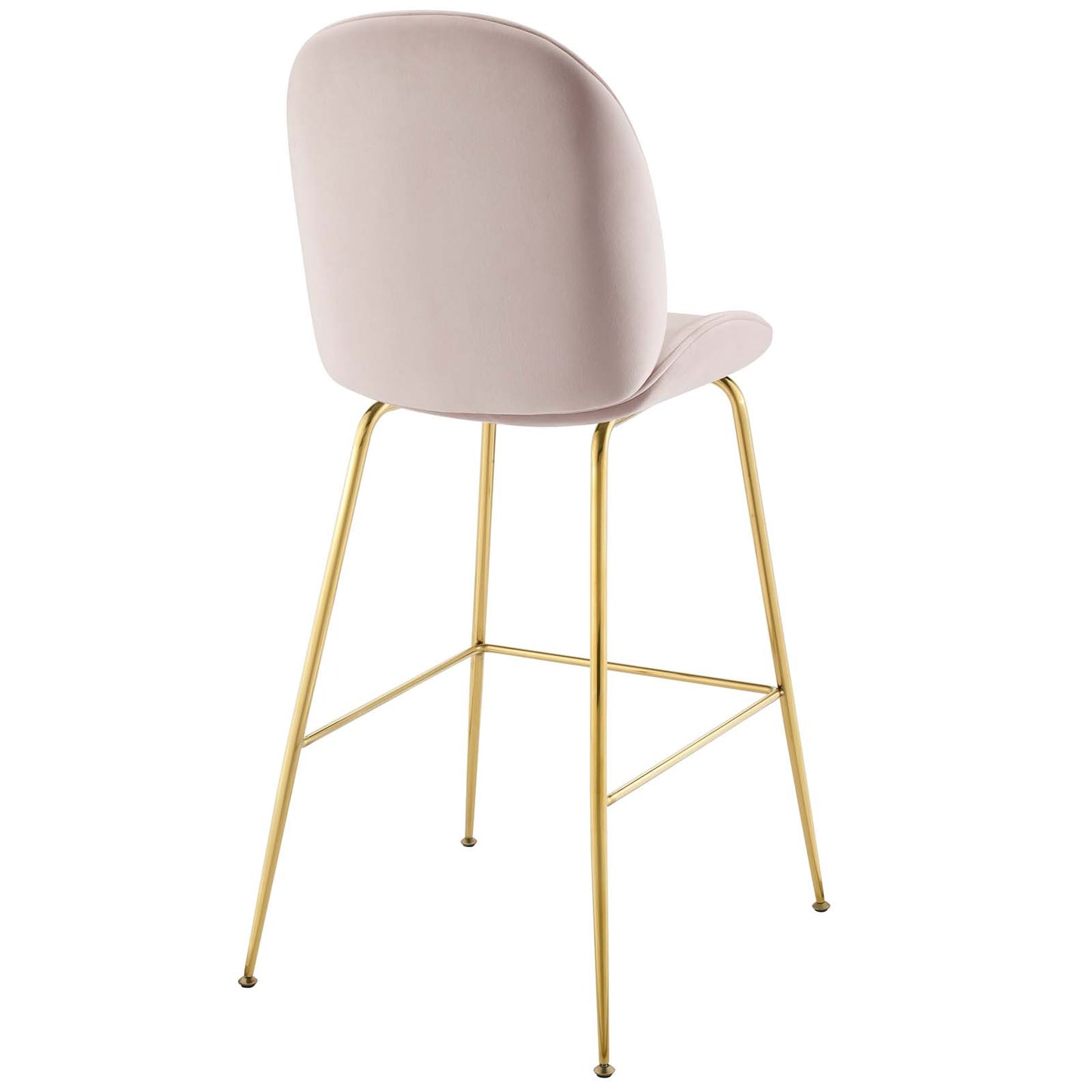 Taburete de bar de terciopelo de alto rendimiento con patas de acero inoxidable Scoop Gold de Modway