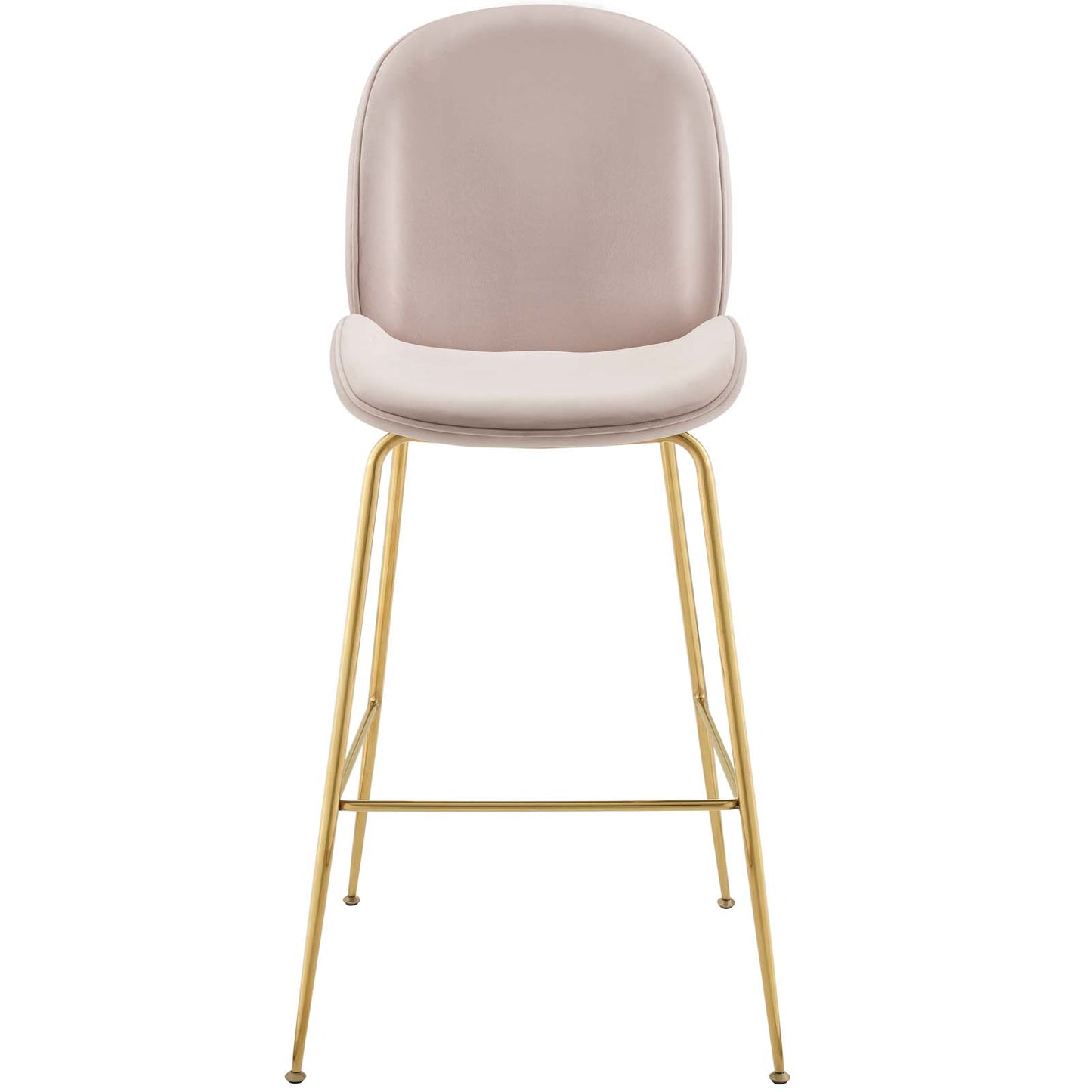 Taburete de bar de terciopelo de alto rendimiento con patas de acero inoxidable Scoop Gold de Modway