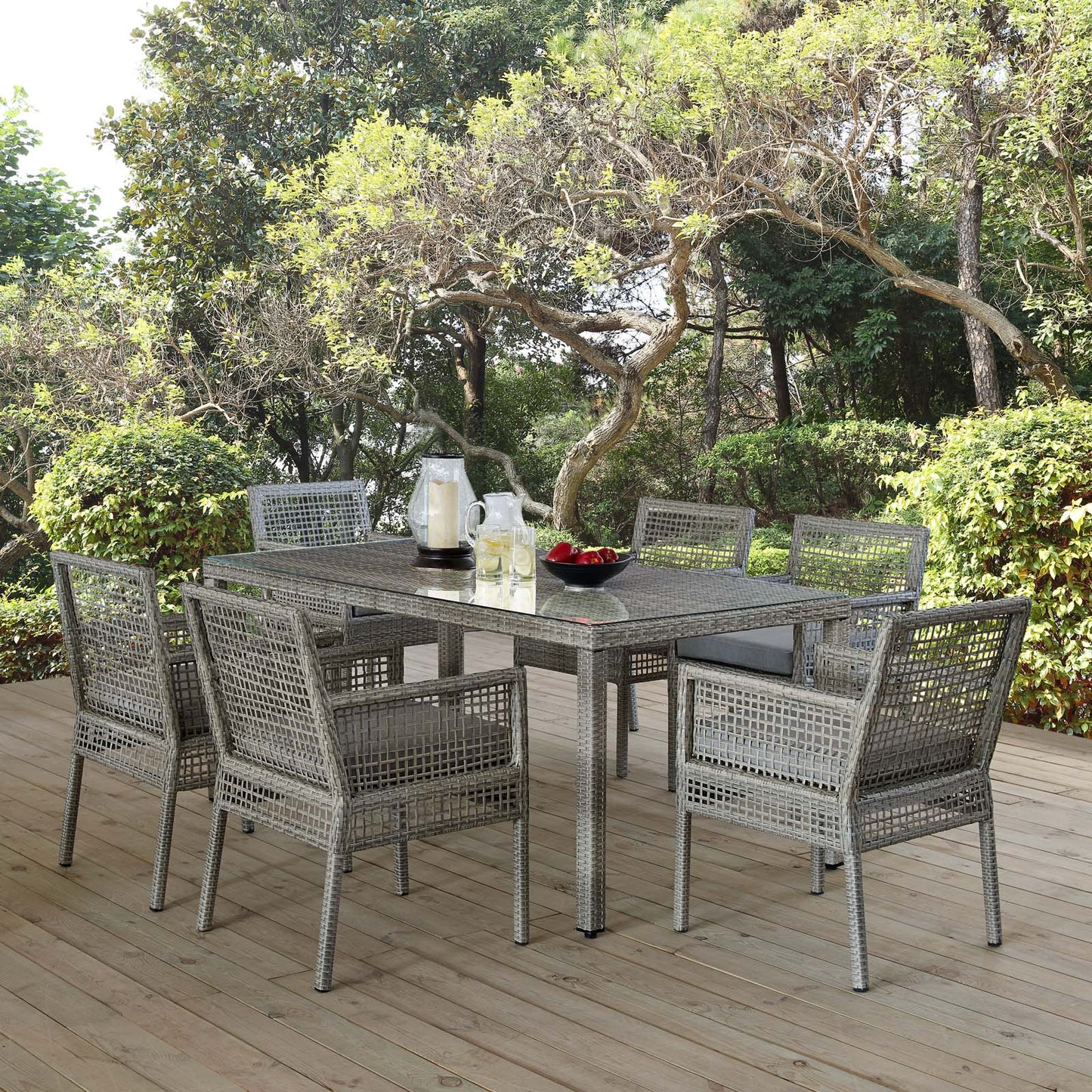 Aura 7 Piece Outdoor Patio Wicker Rattan Set