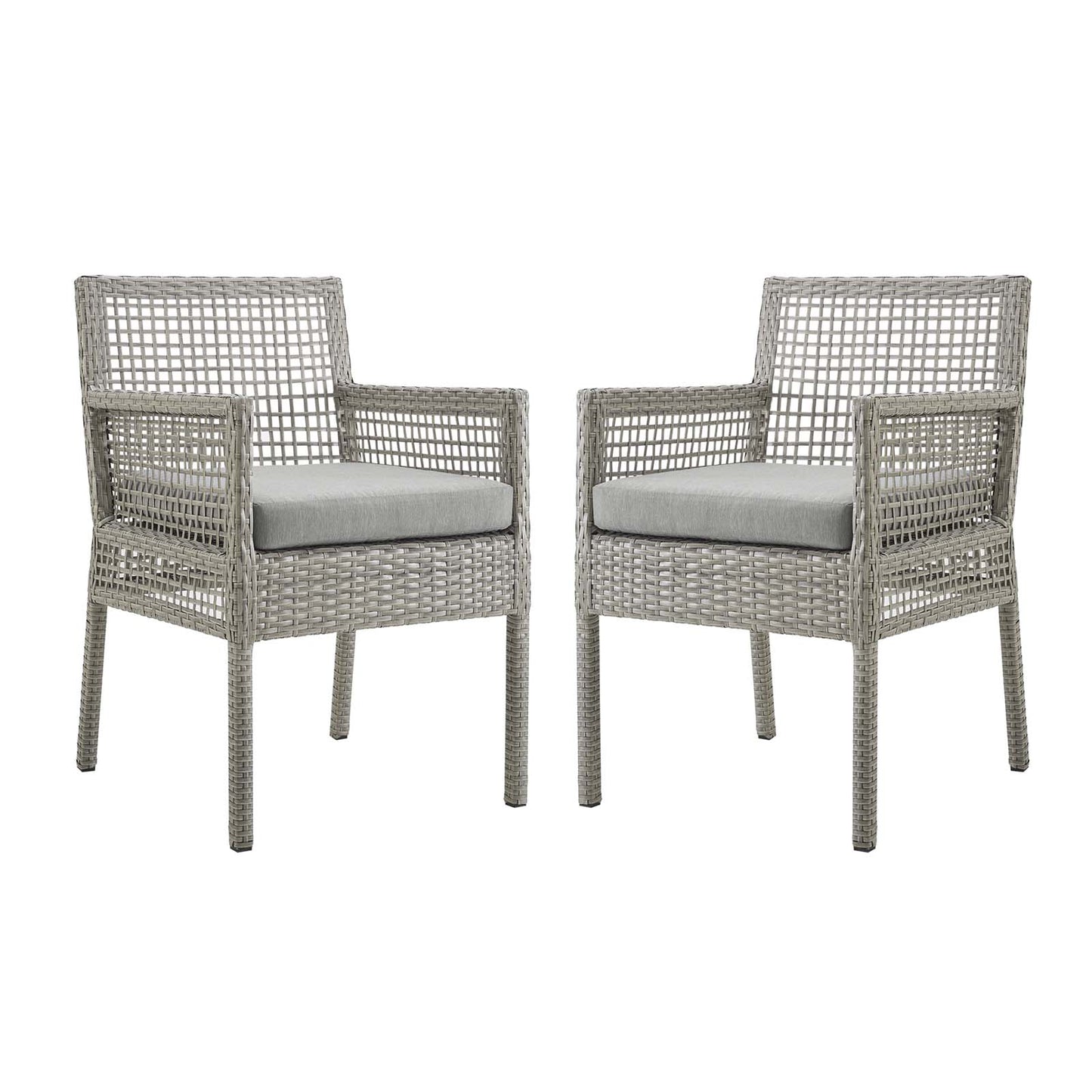 Aura Outdoor Patio Wicker Rattan Dining Armchair Set of 2