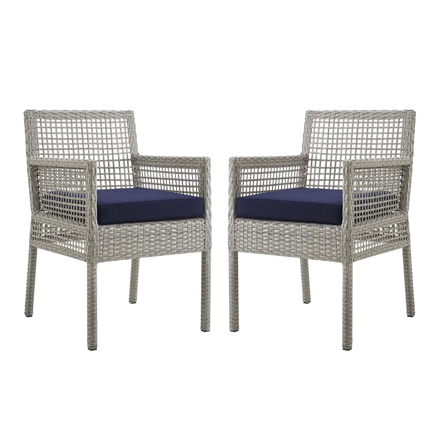 Aura Outdoor Patio Wicker Rattan Dining Armchair Set of 2