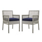 Aura Outdoor Patio Wicker Rattan Dining Armchair Set of 2