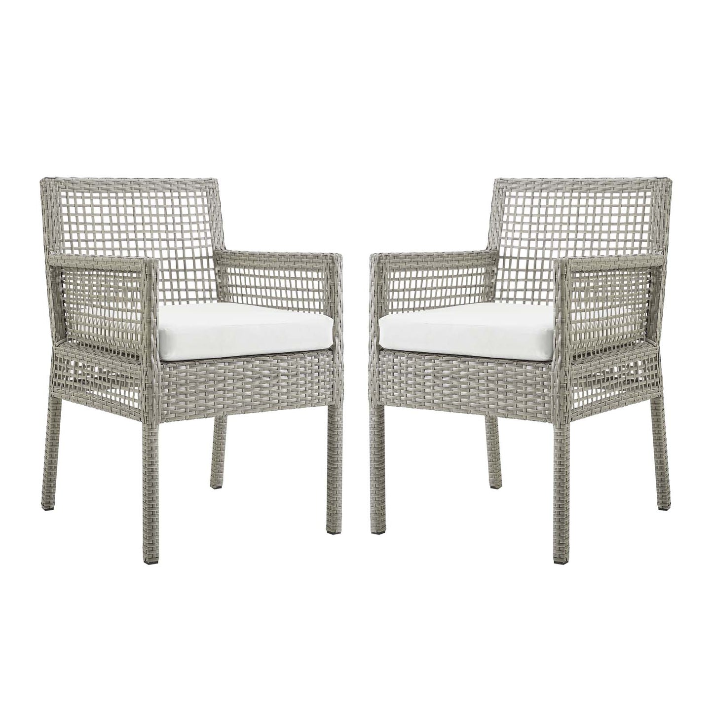 Aura Outdoor Patio Wicker Rattan Dining Armchair Set of 2