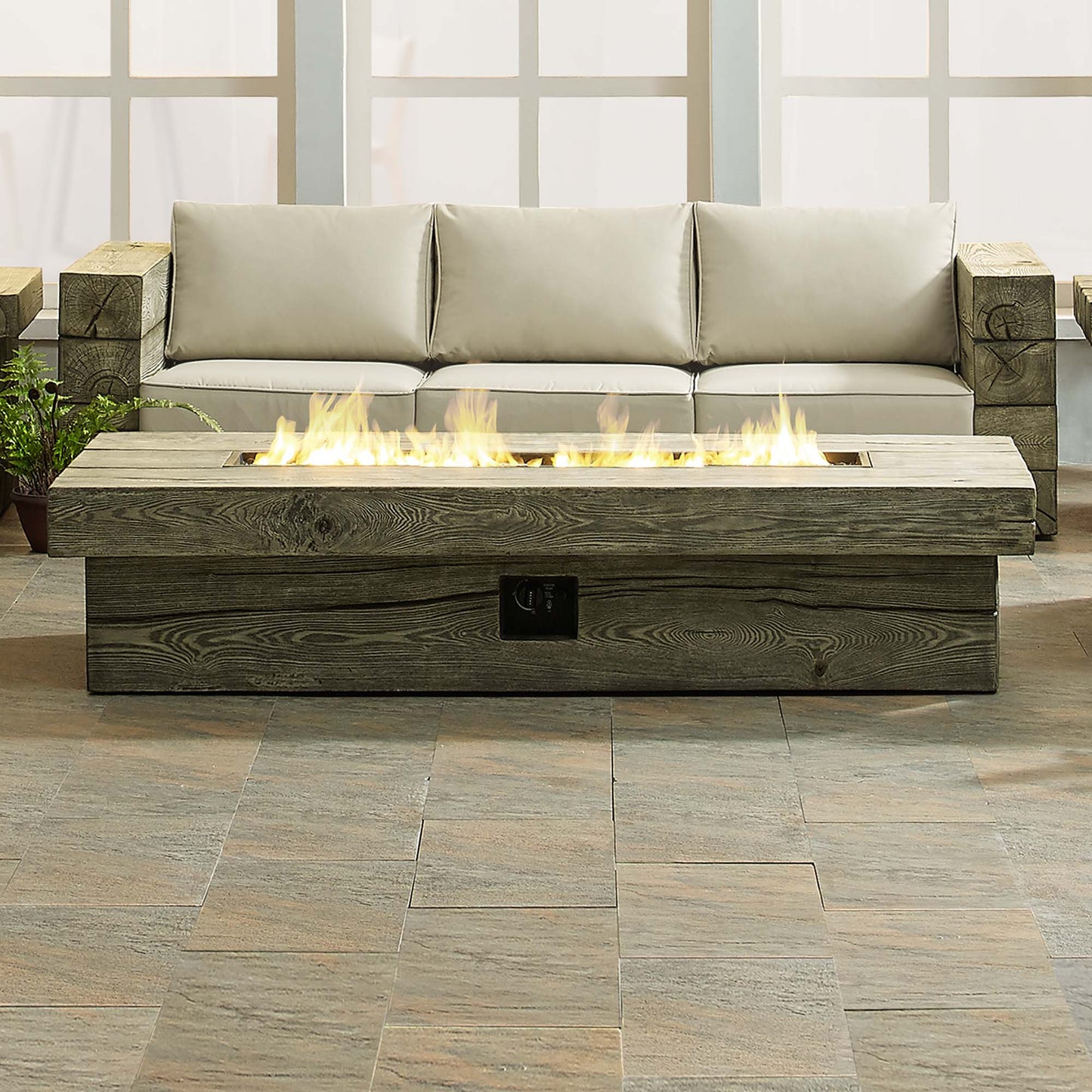 Manteo 70" Rectangular Outdoor Patio Fire Pit Table