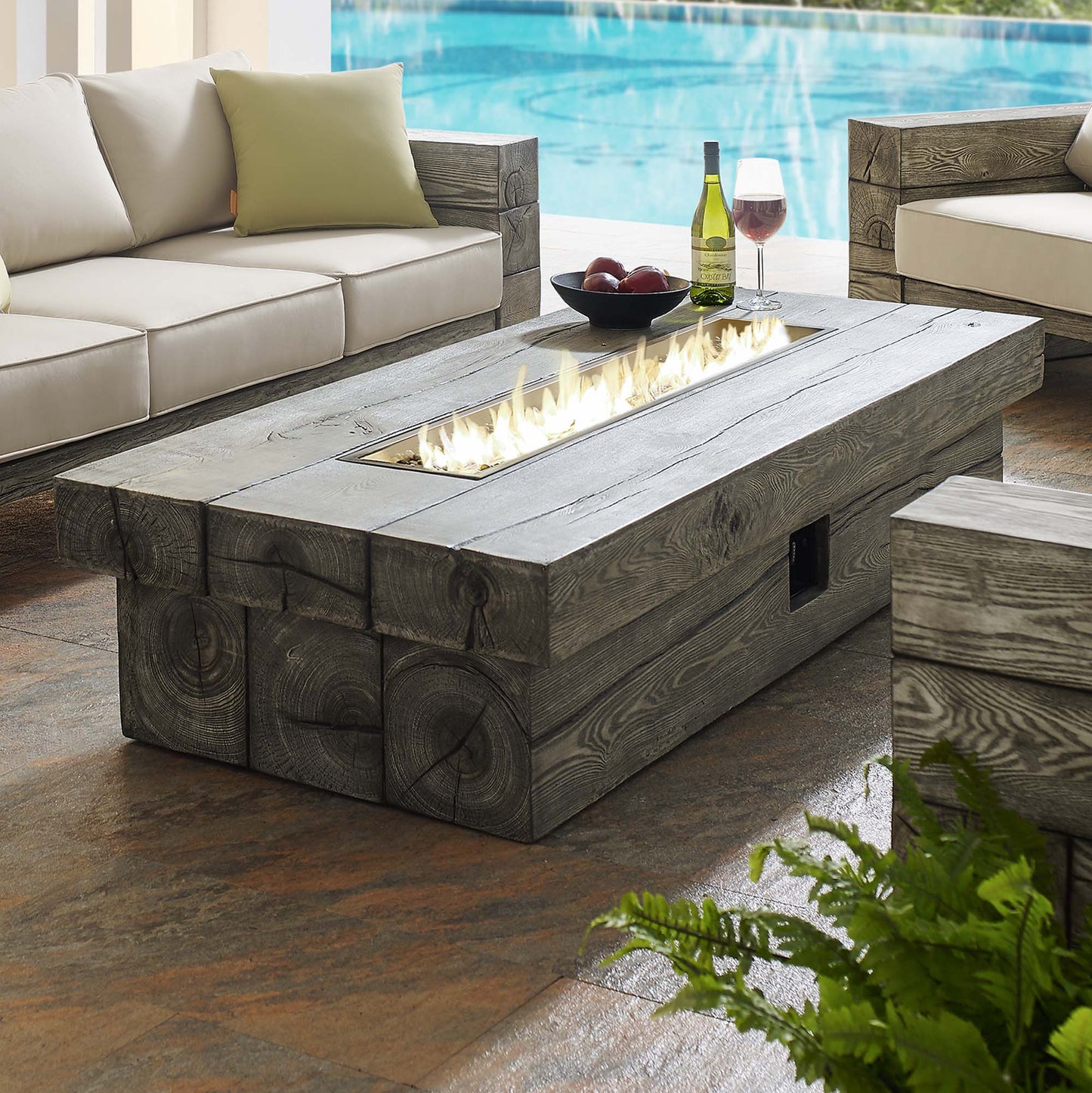 Manteo 70" Rectangular Outdoor Patio Fire Pit Table