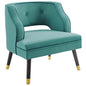 Traipse Button Tufted Open Back Performance Velvet Armchair